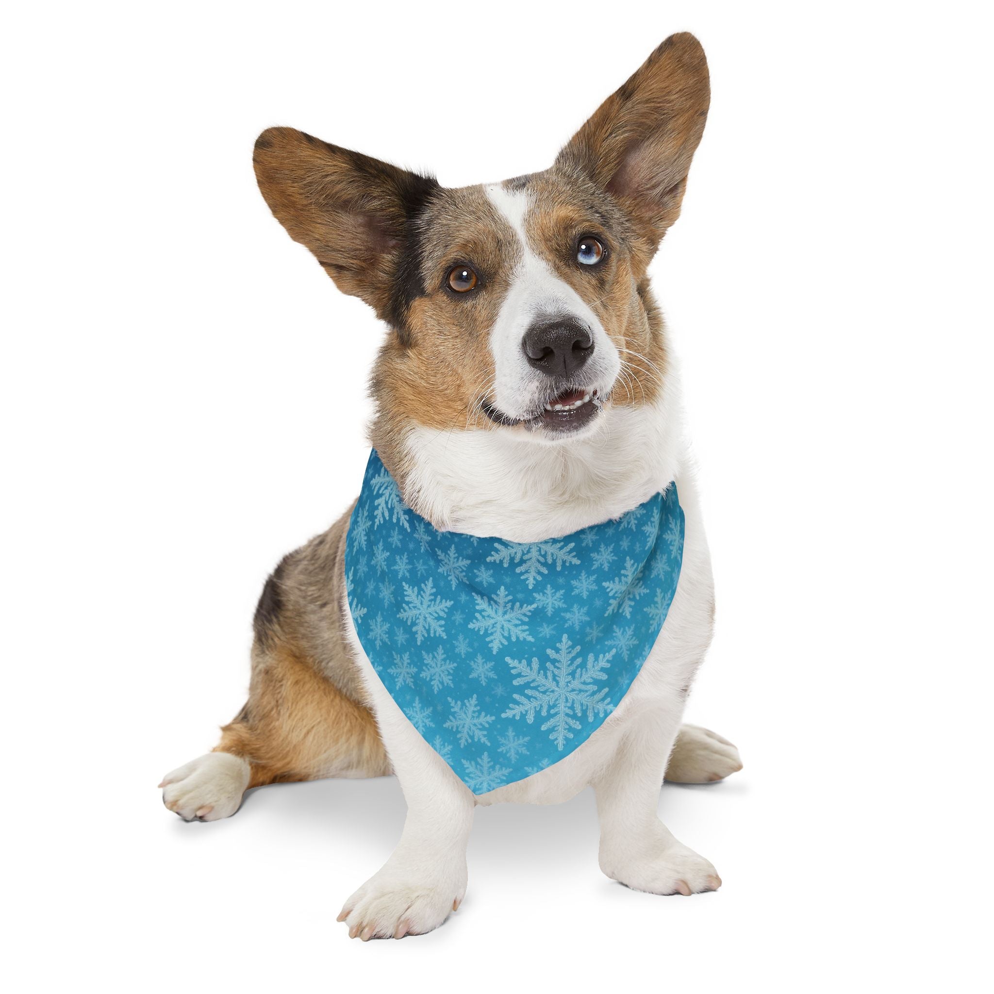 ❄️ Winter Snowflake Pet Bandana – Blue Frost Edition (Multiple Sizes)