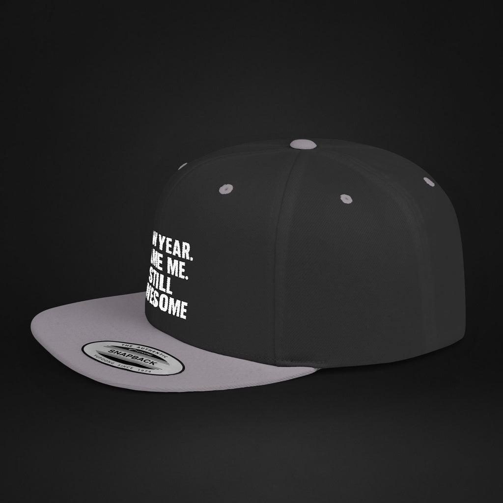 New Year Same Me Still Awesome Embroidered Snapback Hat – Funny New Year Statement Cap, Unisex Flat Bill Hat