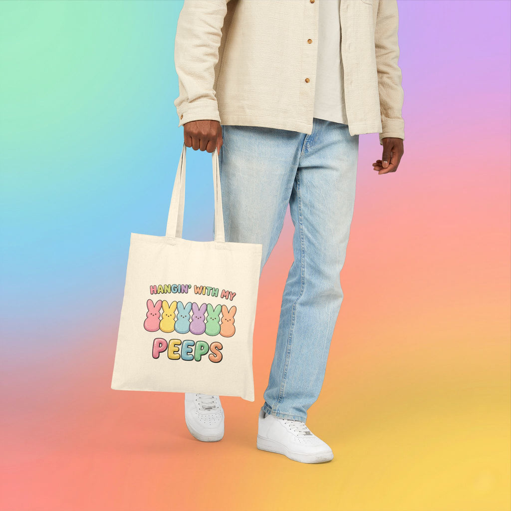Hangin’ With My Peeps Easter Bunny Canvas Tote Bag