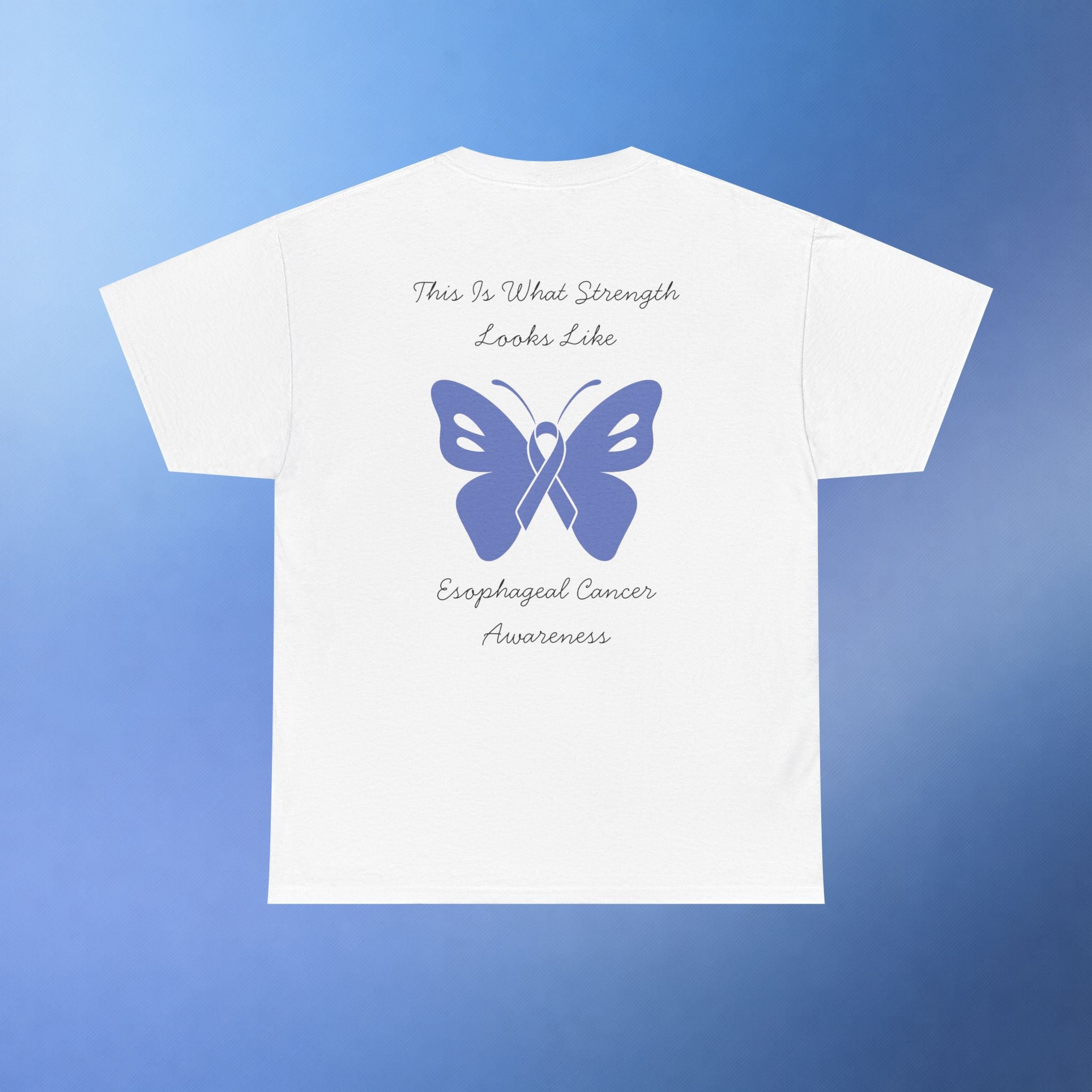 Esophageal Cancer Awareness T-Shirt | This Is What Strength Looks Like Butterfly Ribbon Tee