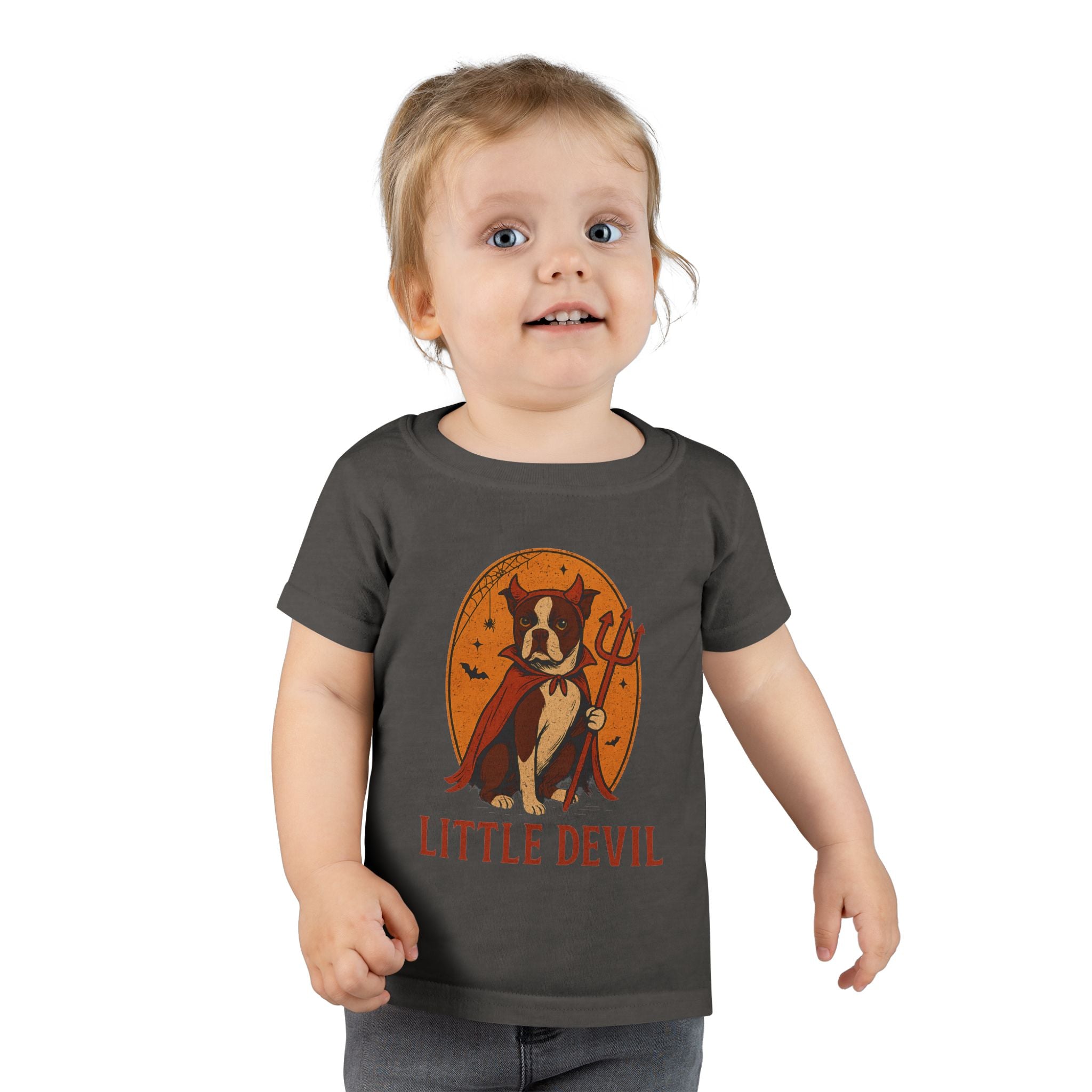 Little Devil Boston Terrier Toddler Halloween Shirt