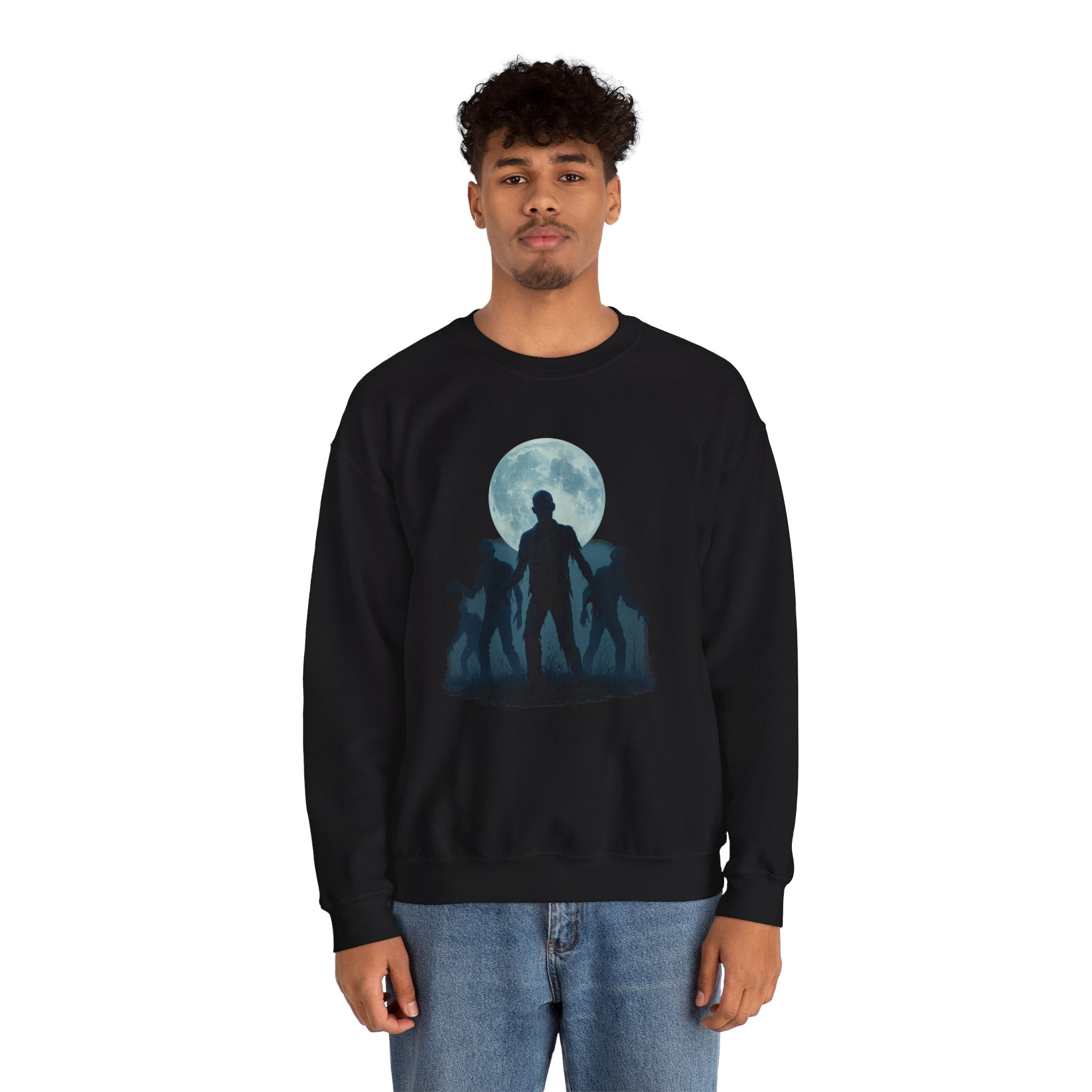Zombie Rising Under the Full Moon | Halloween Horror Sweatshirt