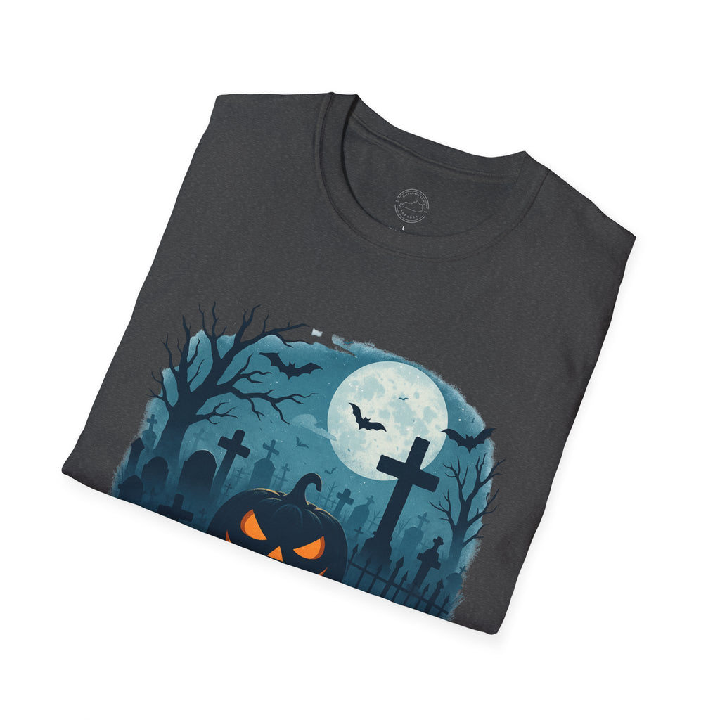 Spooky Graveyard Pumpkin Halloween T-Shirt – Creepy Full Moon Tee