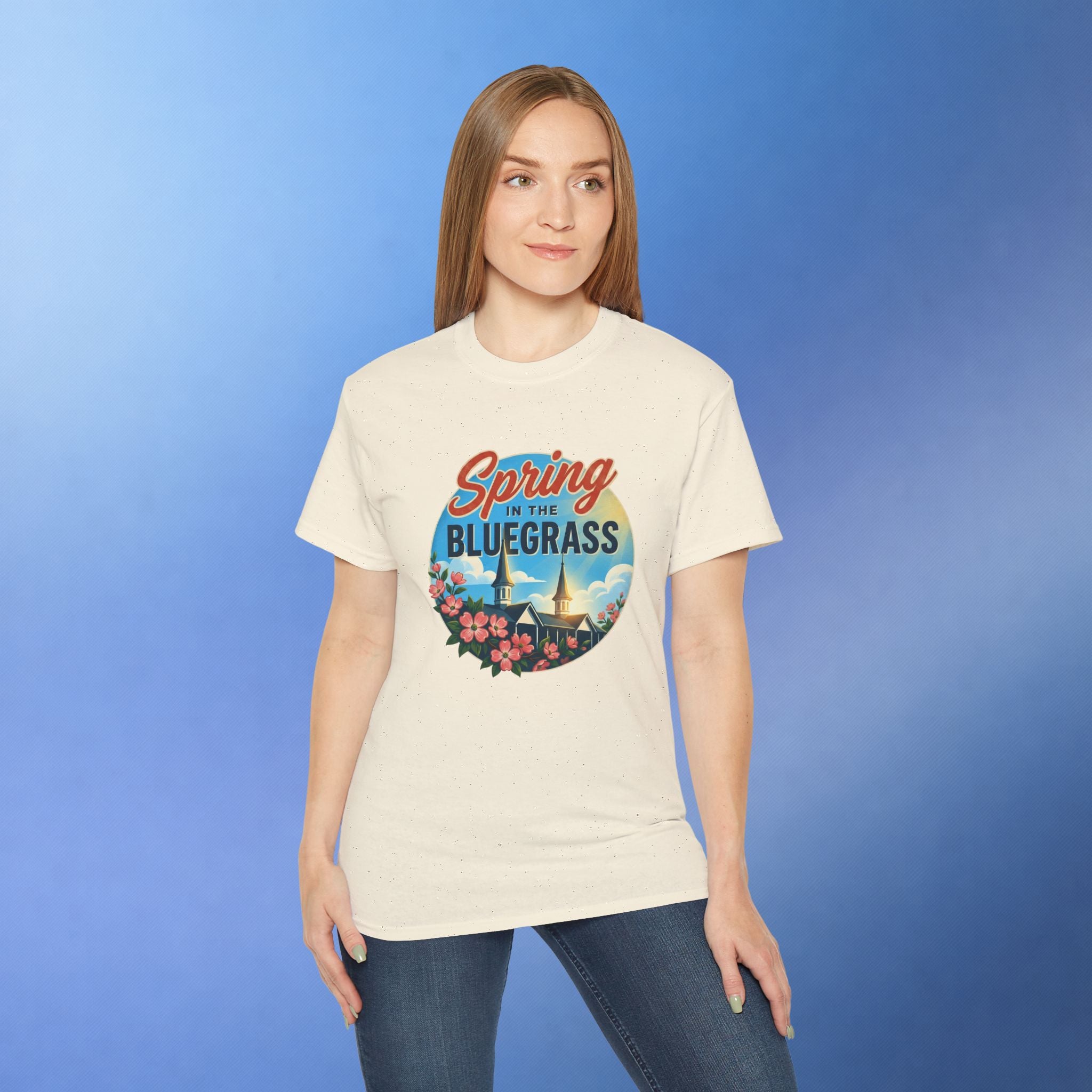 Spring in the Bluegrass T-Shirt – Kentucky Spring Floral Twin Spires Graphic Tee | Bluegrass Spirit Apparel