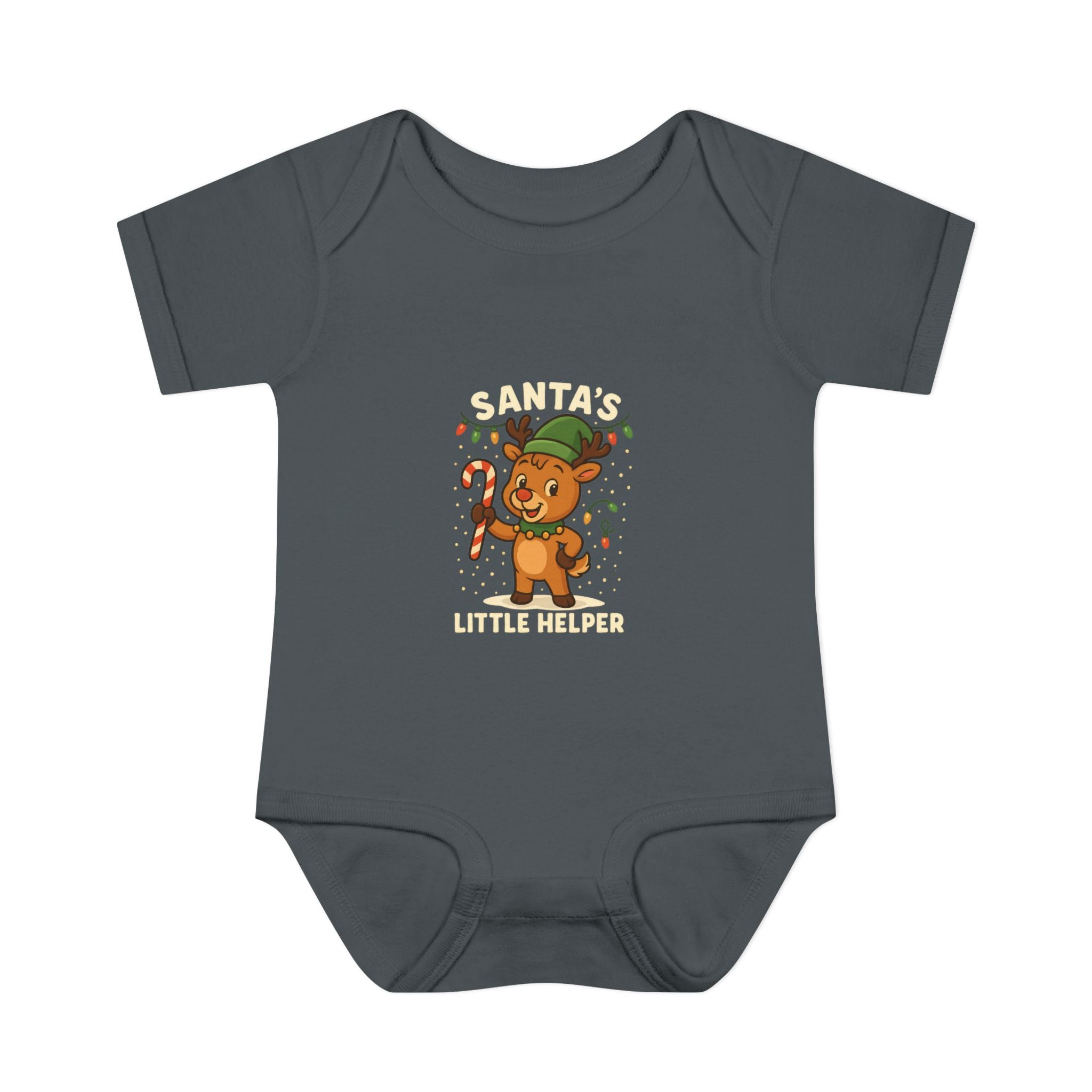 Santa’s Little Helper Baby Christmas Bodysuit – Cute Reindeer Holiday Onesie