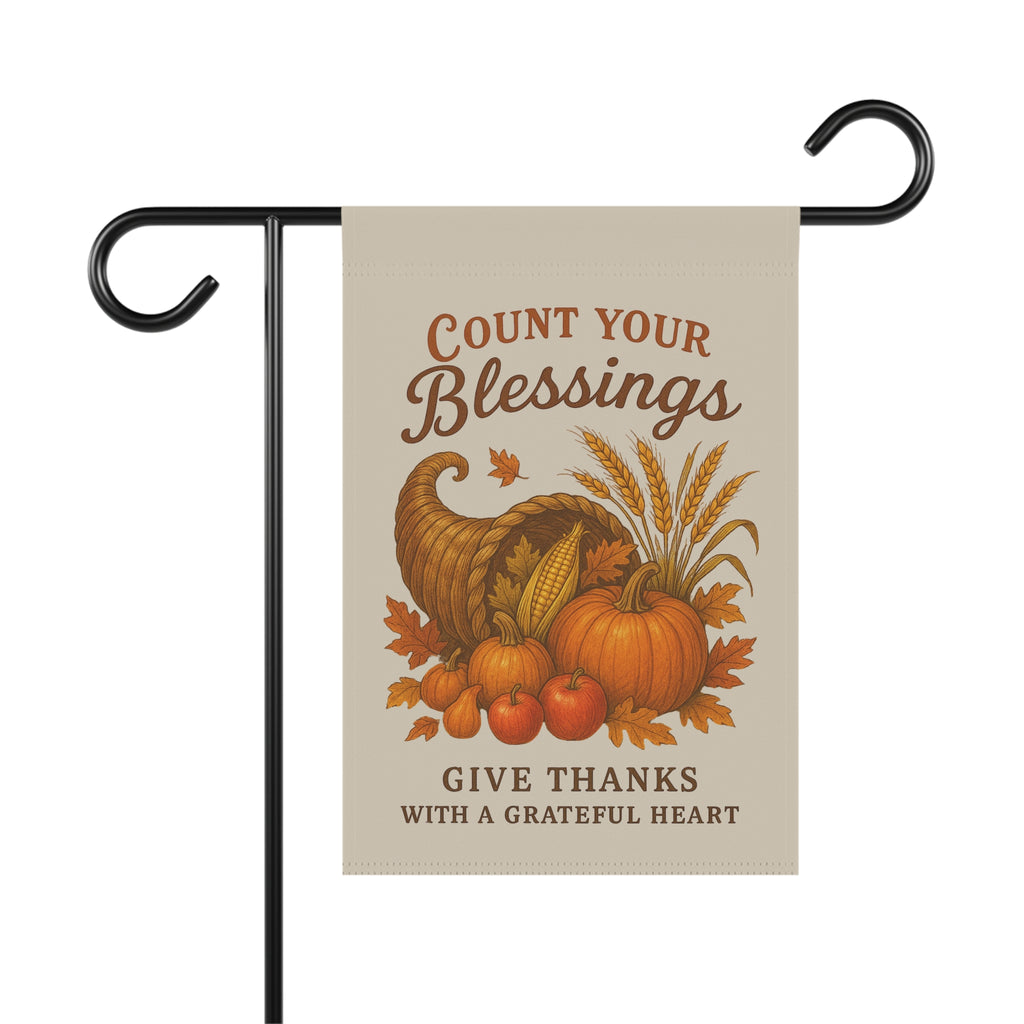 Count Your Blessings Thanksgiving Garden Flag