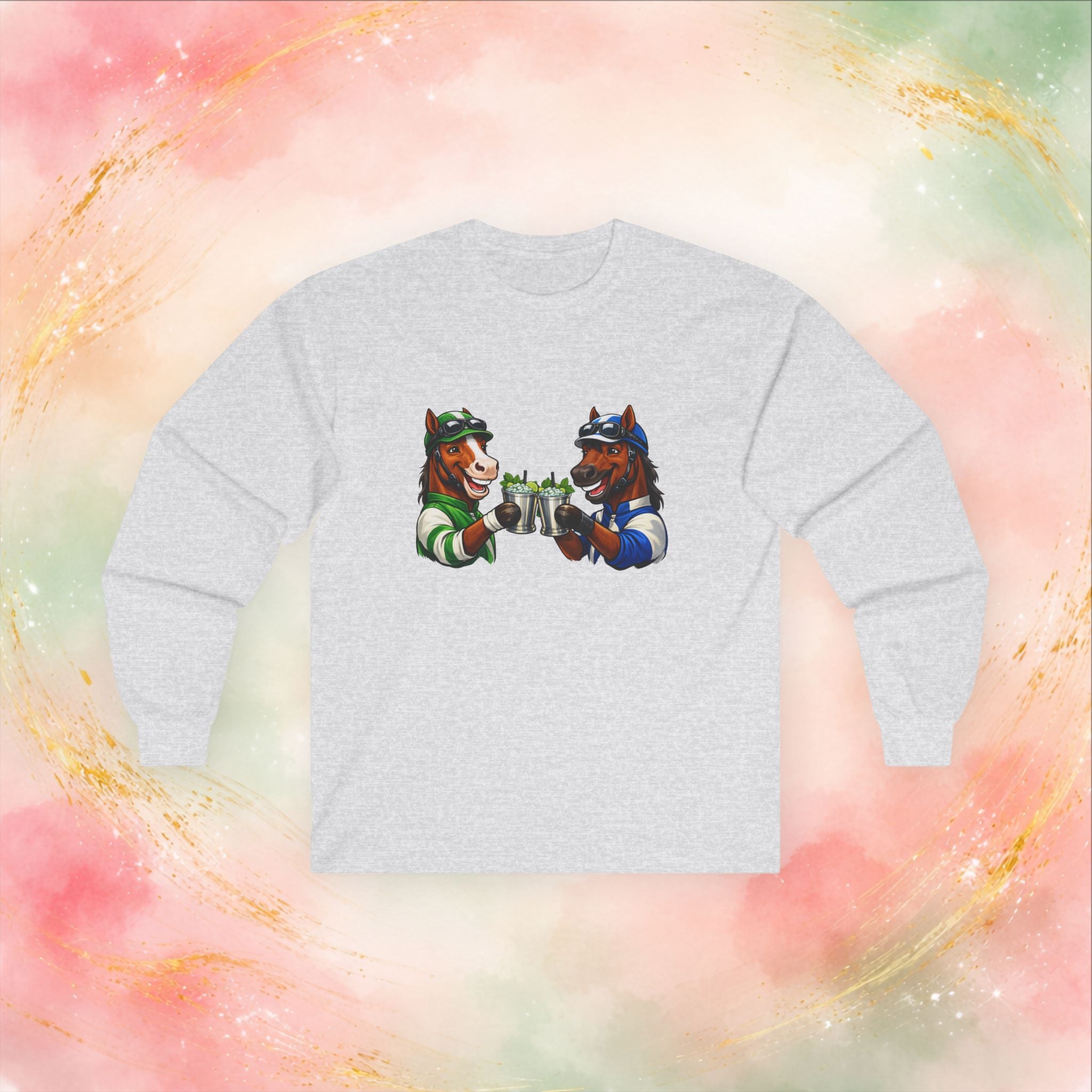 Race Day Cheers: Funny Jockey Horses & Mint Juleps Long Sleeve T-Shirt