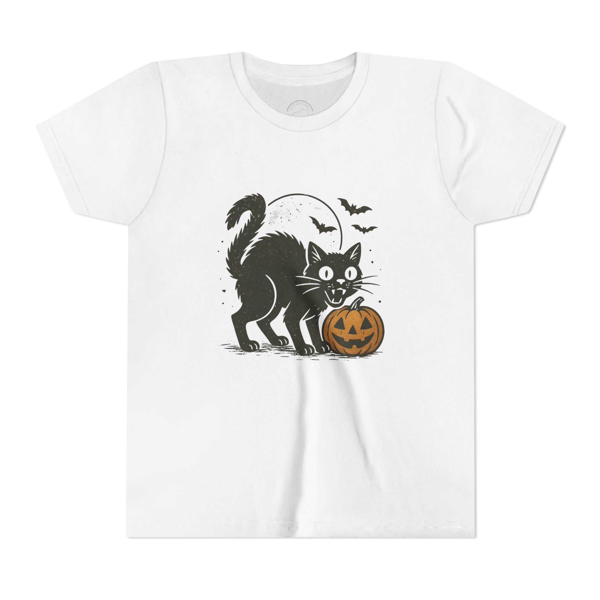 Spooky Black Cat & Jack-O’-Lantern Kids Halloween T-Shirt