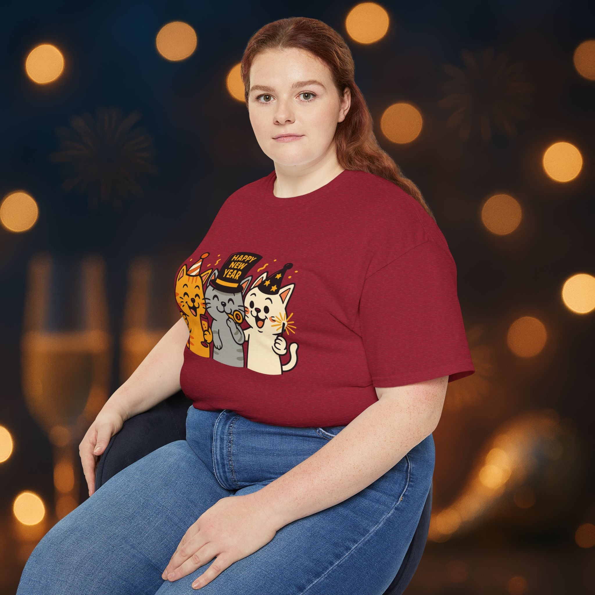 Happy New Year Cats T-Shirt – Cute Party Cats Tee | New Year’s Eve Cat Lover Shirt