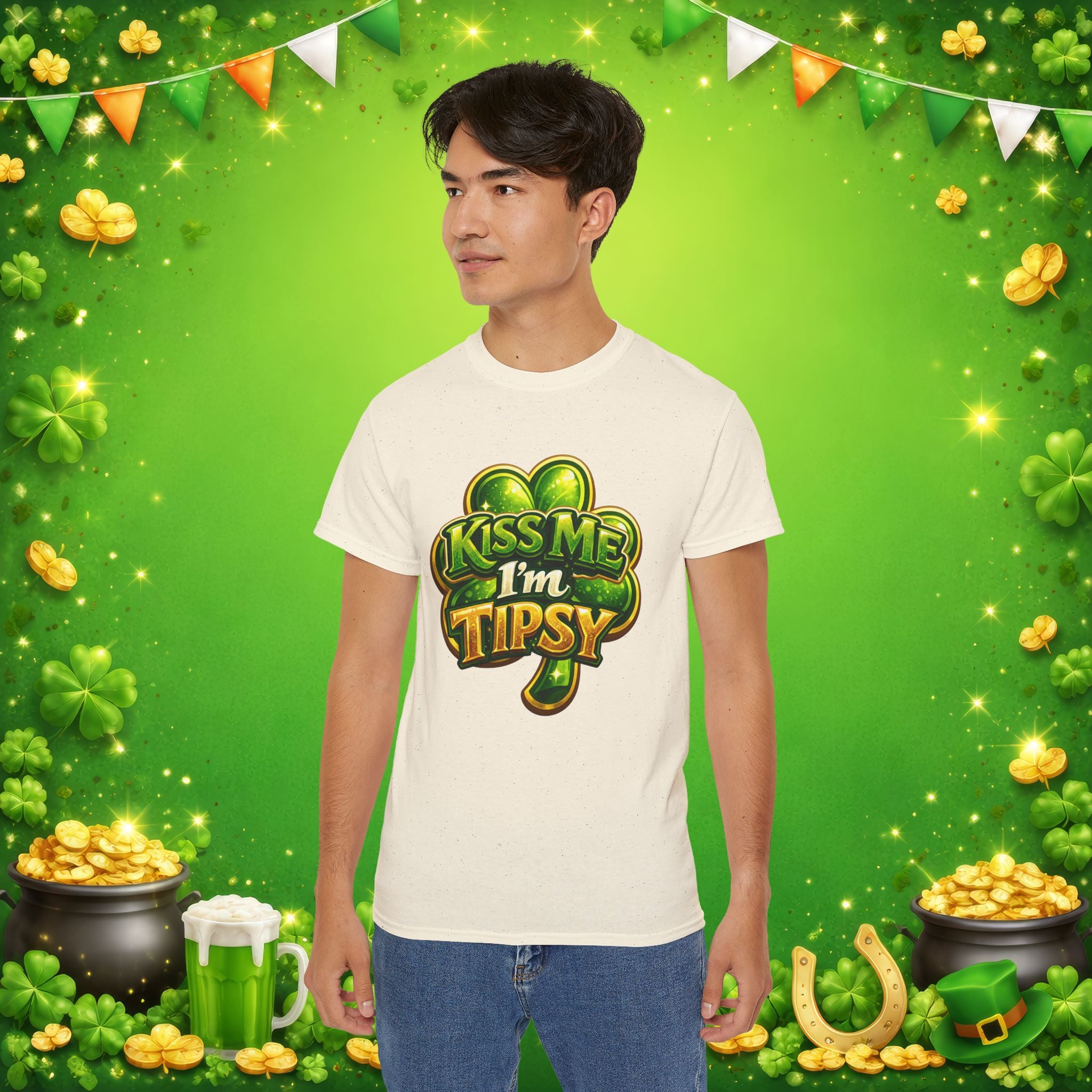 Kiss Me I’m Tipsy St. Patrick’s Day T-Shirt – Funny Irish Drinking Shirt