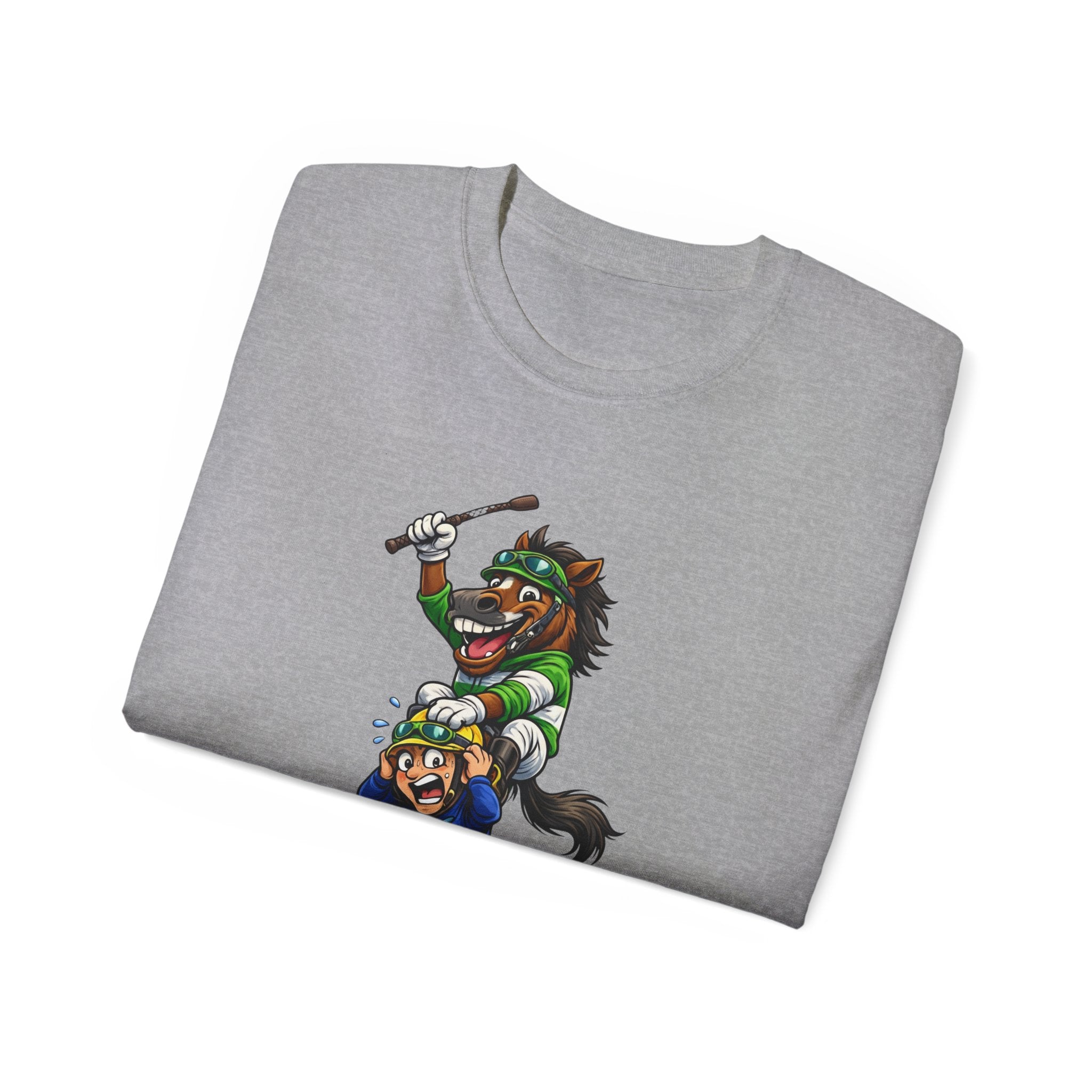 Funny Derby Horse & Jockey T-Shirt | Playful Horse Racing Graphic Tee