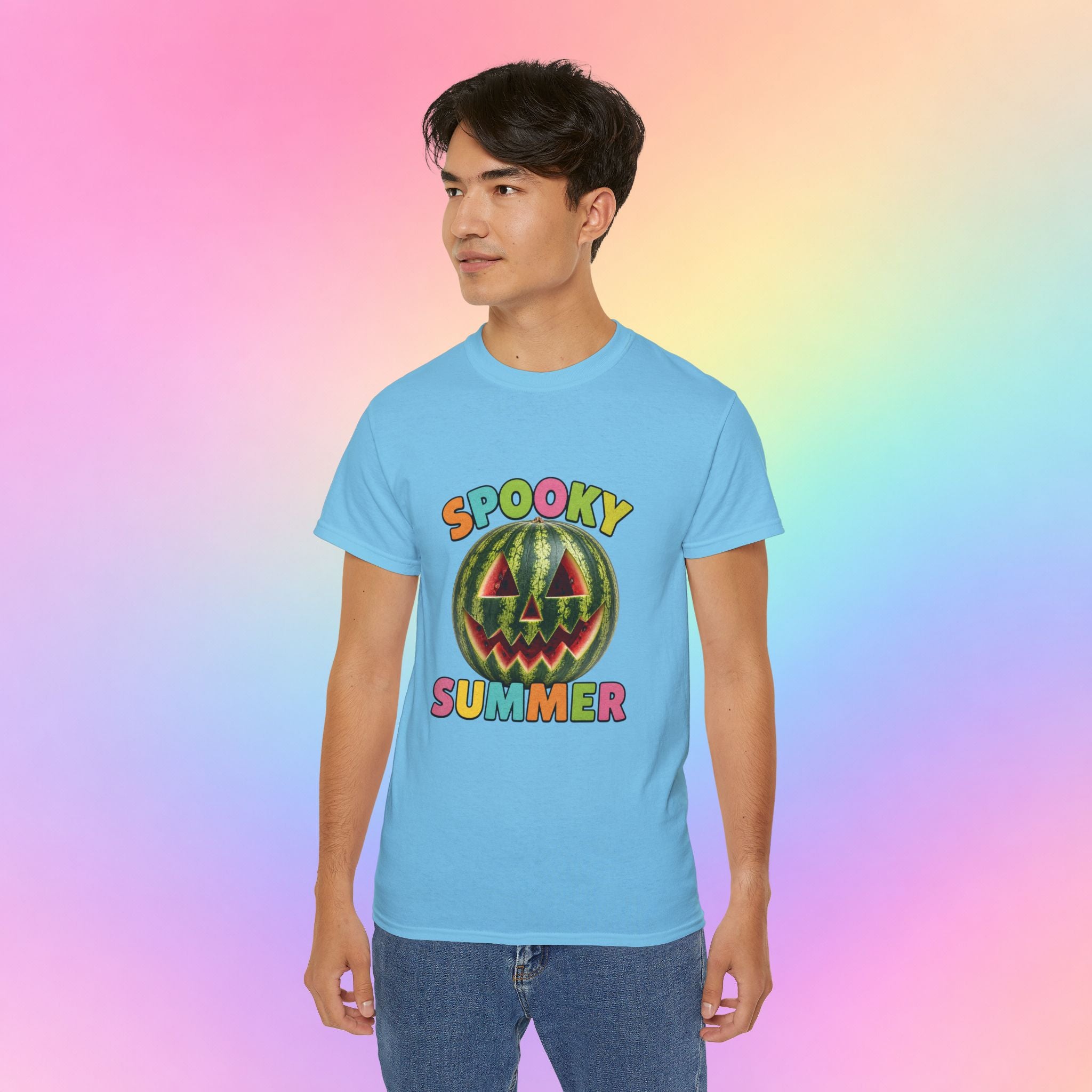 Spooky Summer Watermelon Jack-O’-Lantern T-Shirt | Summerween Halloween Shirt