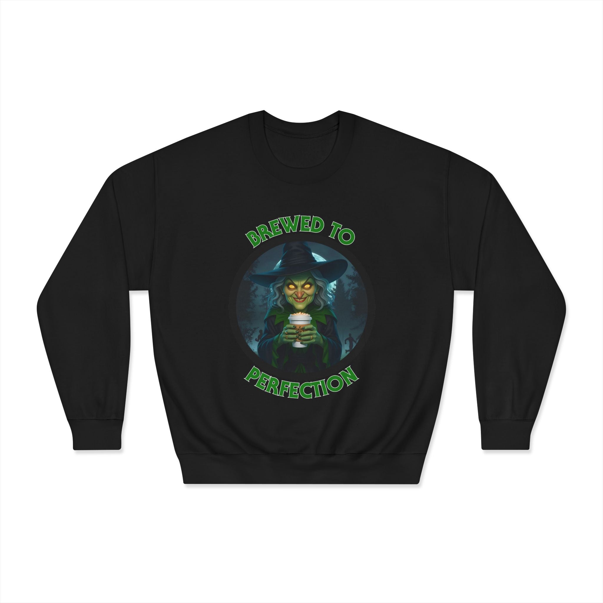 Brewed to Perfection Halloween Witch Coffee Sweatshirt (Unisex)
