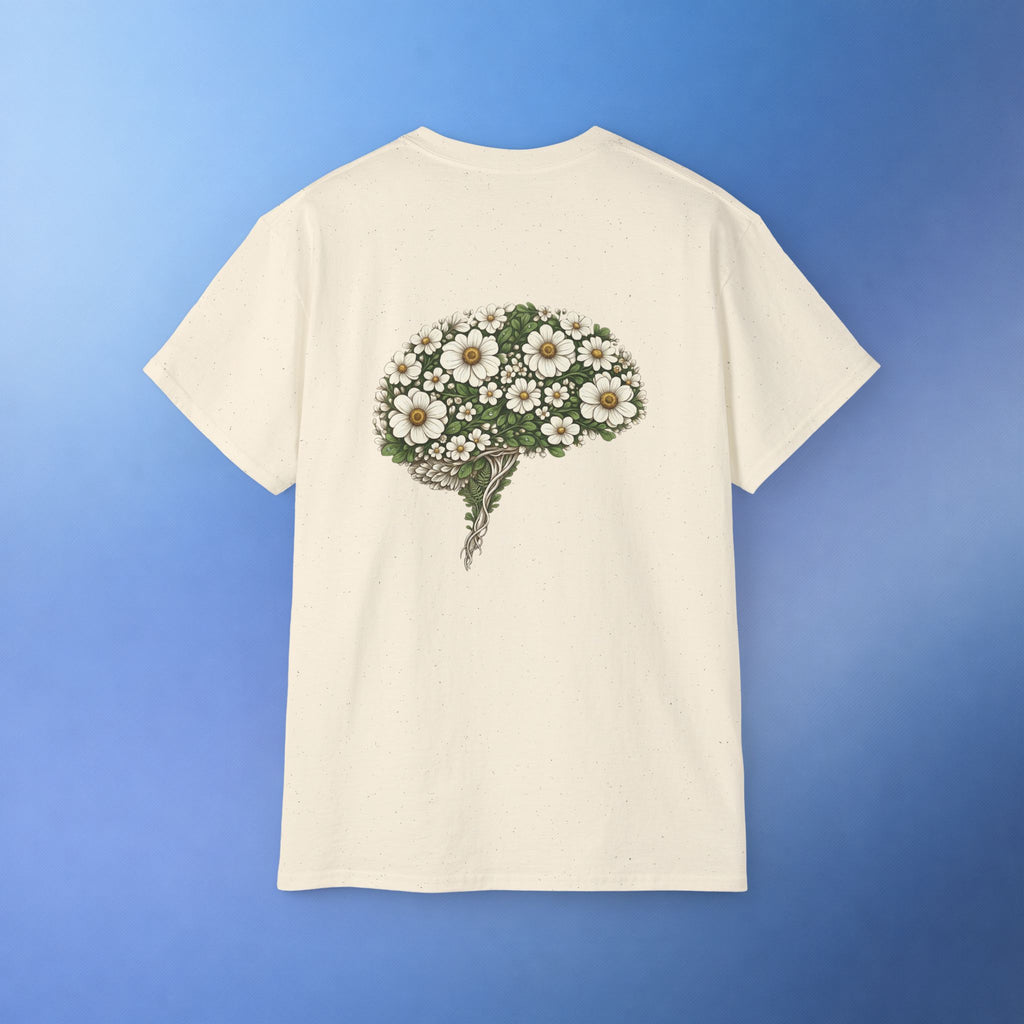 Brain Cancer Awareness Month T-Shirt | Gray Ribbon Floral Brain Design