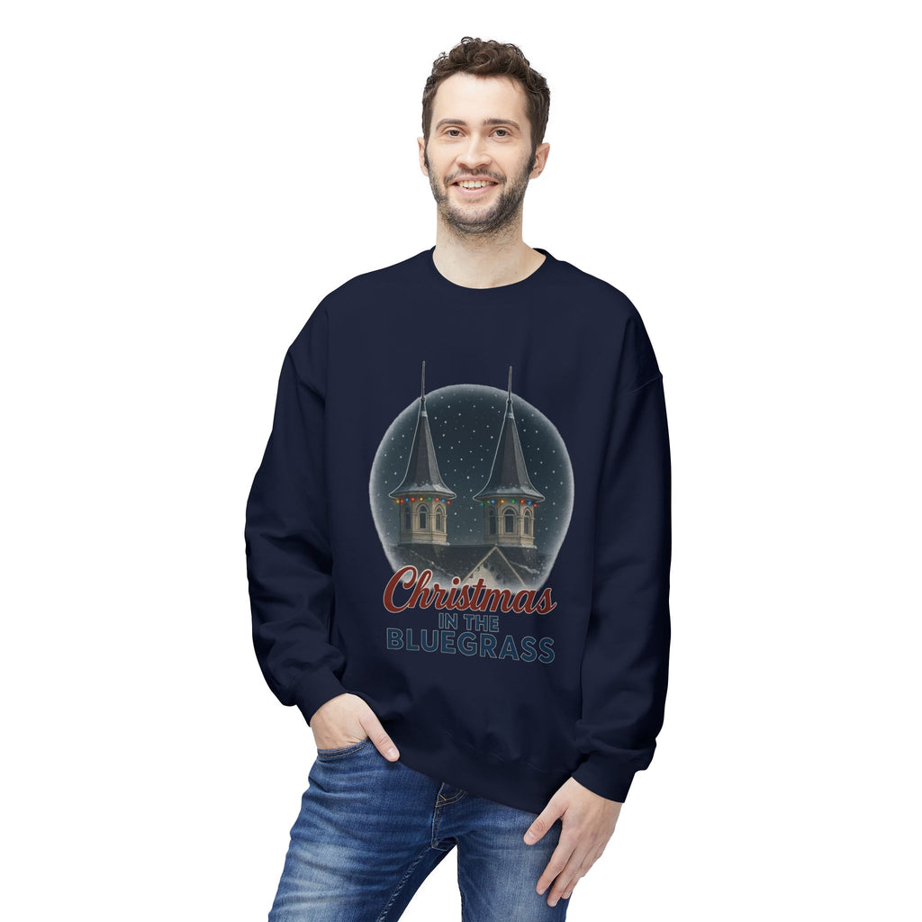 🎄 Christmas in the Bluegrass Sweatshirt – Churchill Downs Twin Spires Holiday Design