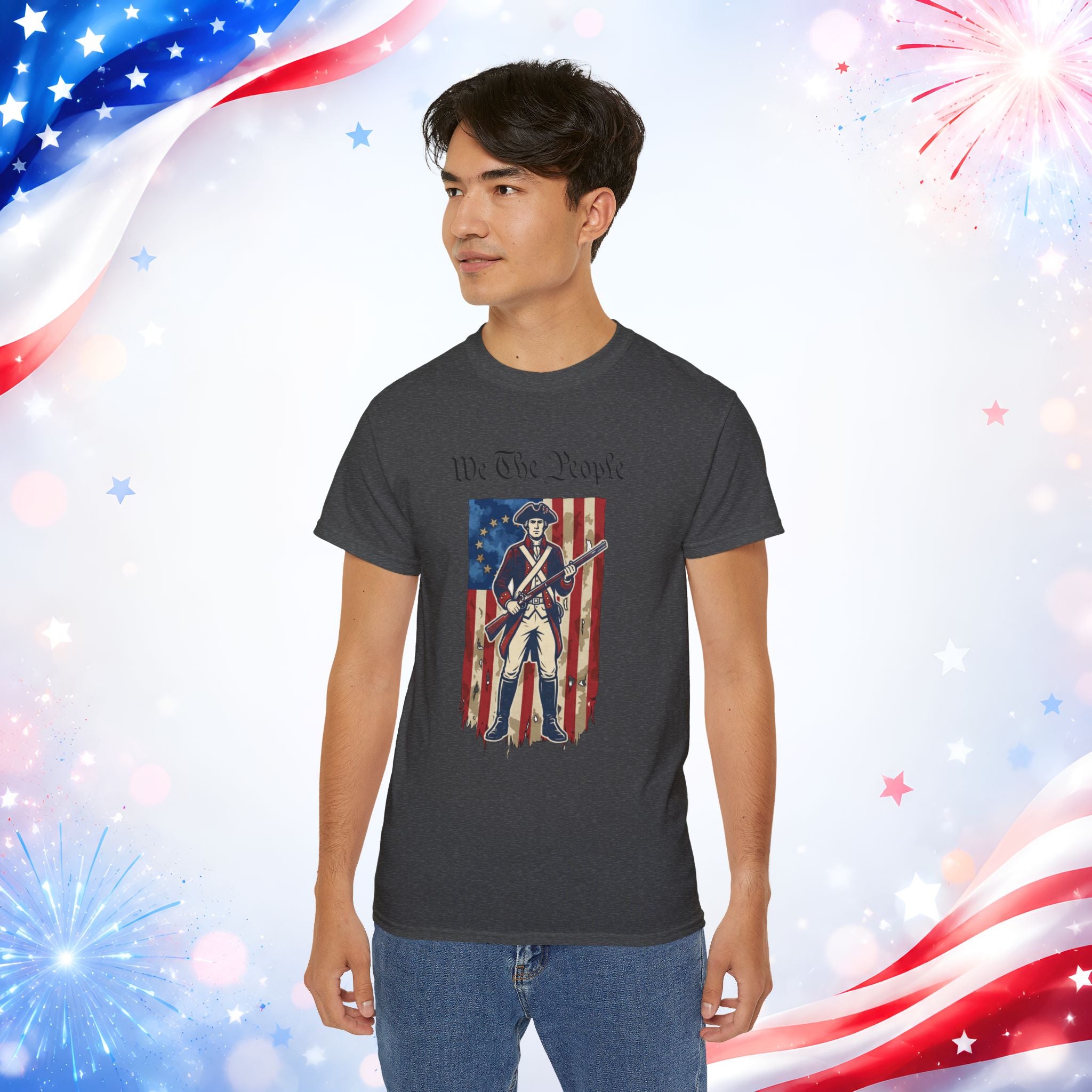 Revolutionary Soldier 4th of July T-Shirt | Vintage American Flag Patriotic Tee