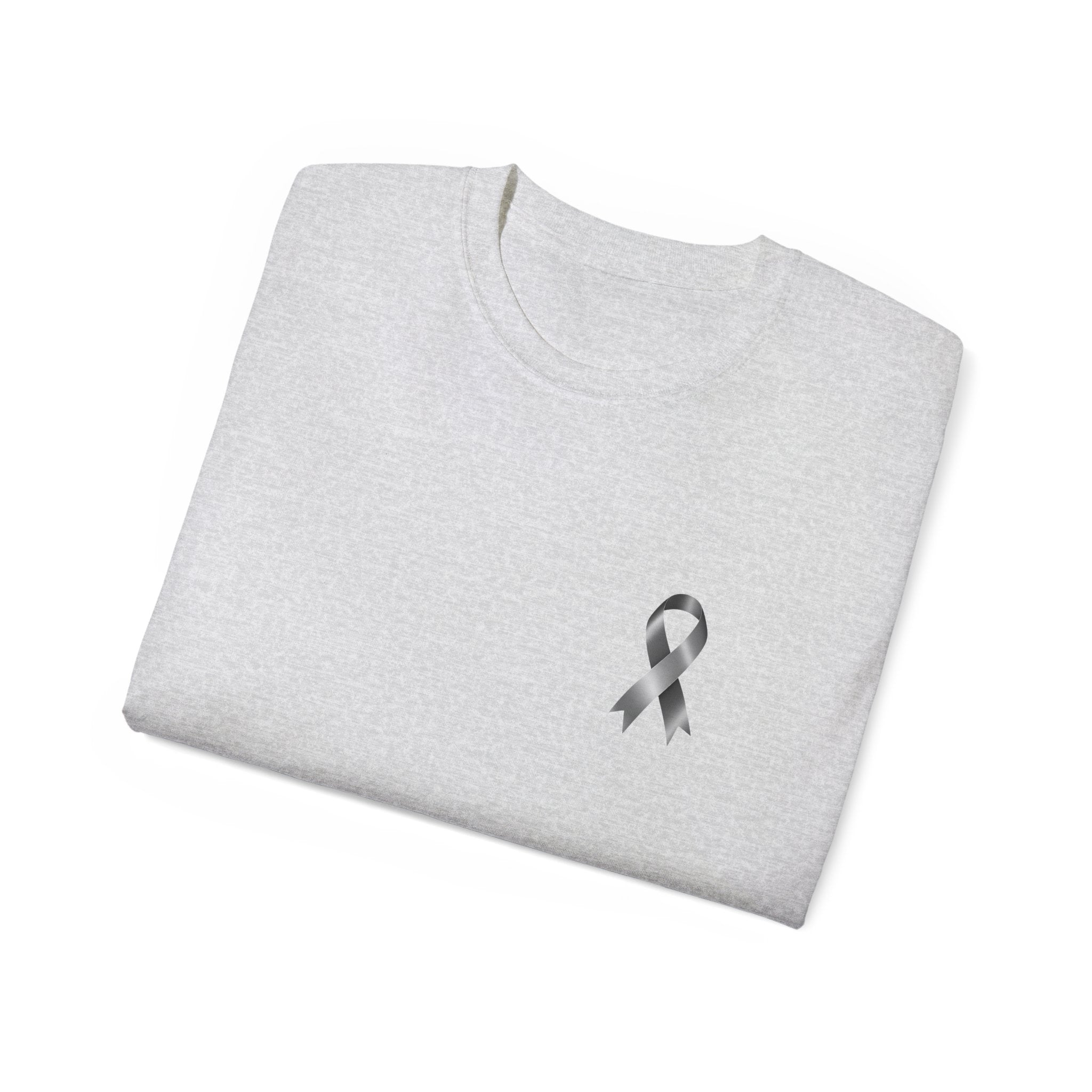 Brain Cancer Awareness Month T-Shirt | Gray Ribbon Floral Brain Design