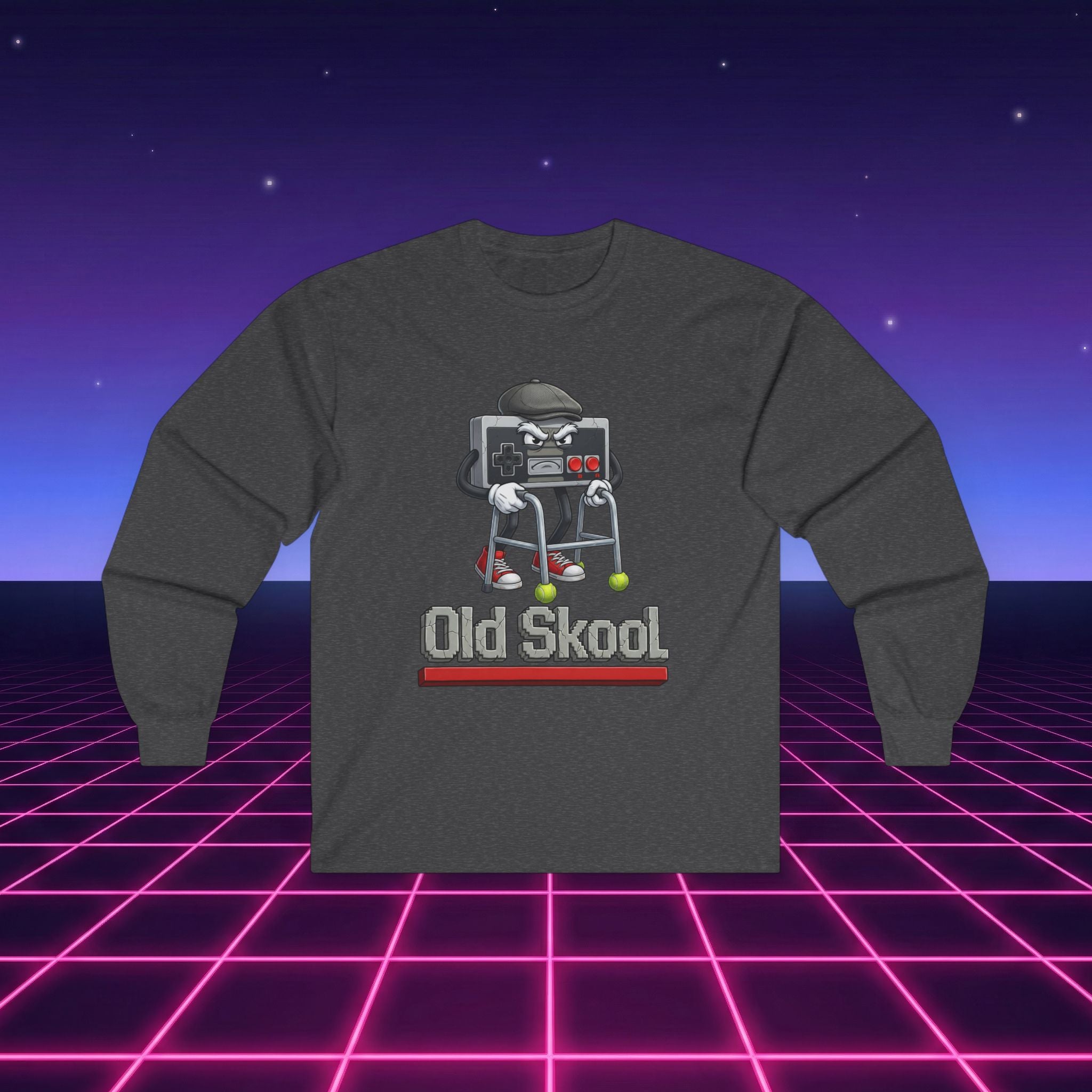 Old Skool Retro Gaming Long Sleeve Shirt – Vintage Controller Gamer Graphic Tee