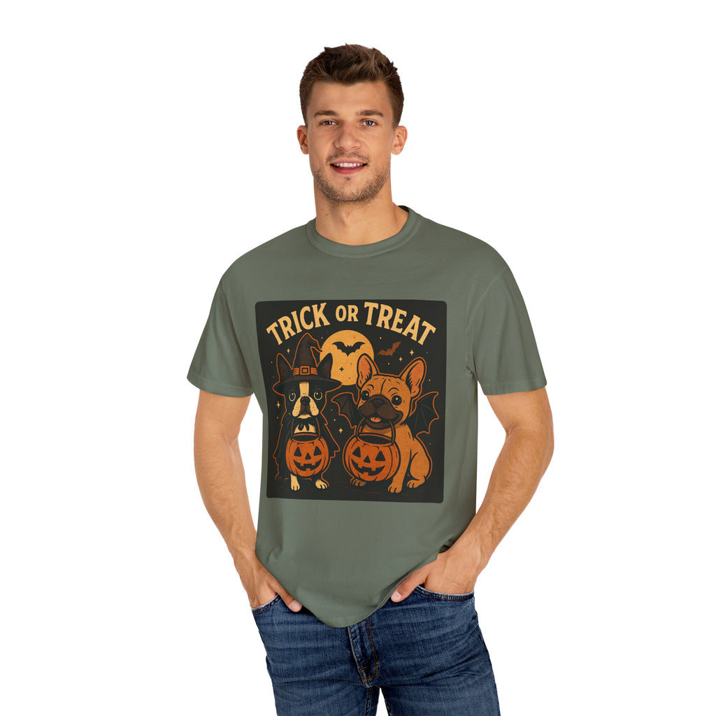 Trick or Treat Boston Terrier & Frenchie Halloween Shirt (Adult Unisex)