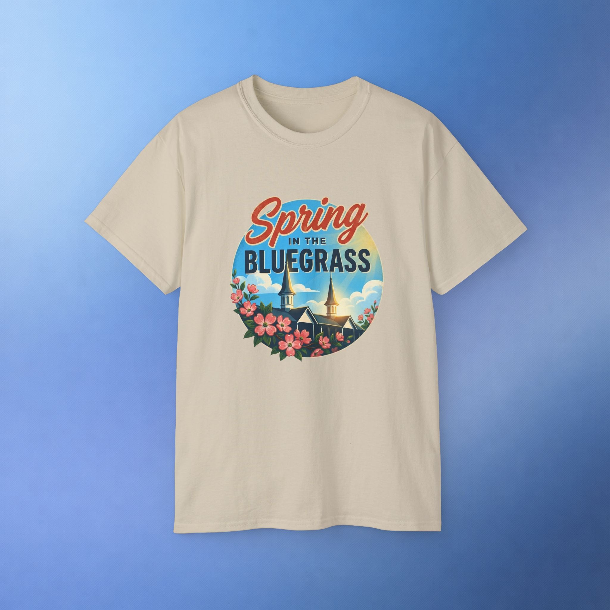 Spring in the Bluegrass T-Shirt – Kentucky Spring Floral Twin Spires Graphic Tee | Bluegrass Spirit Apparel