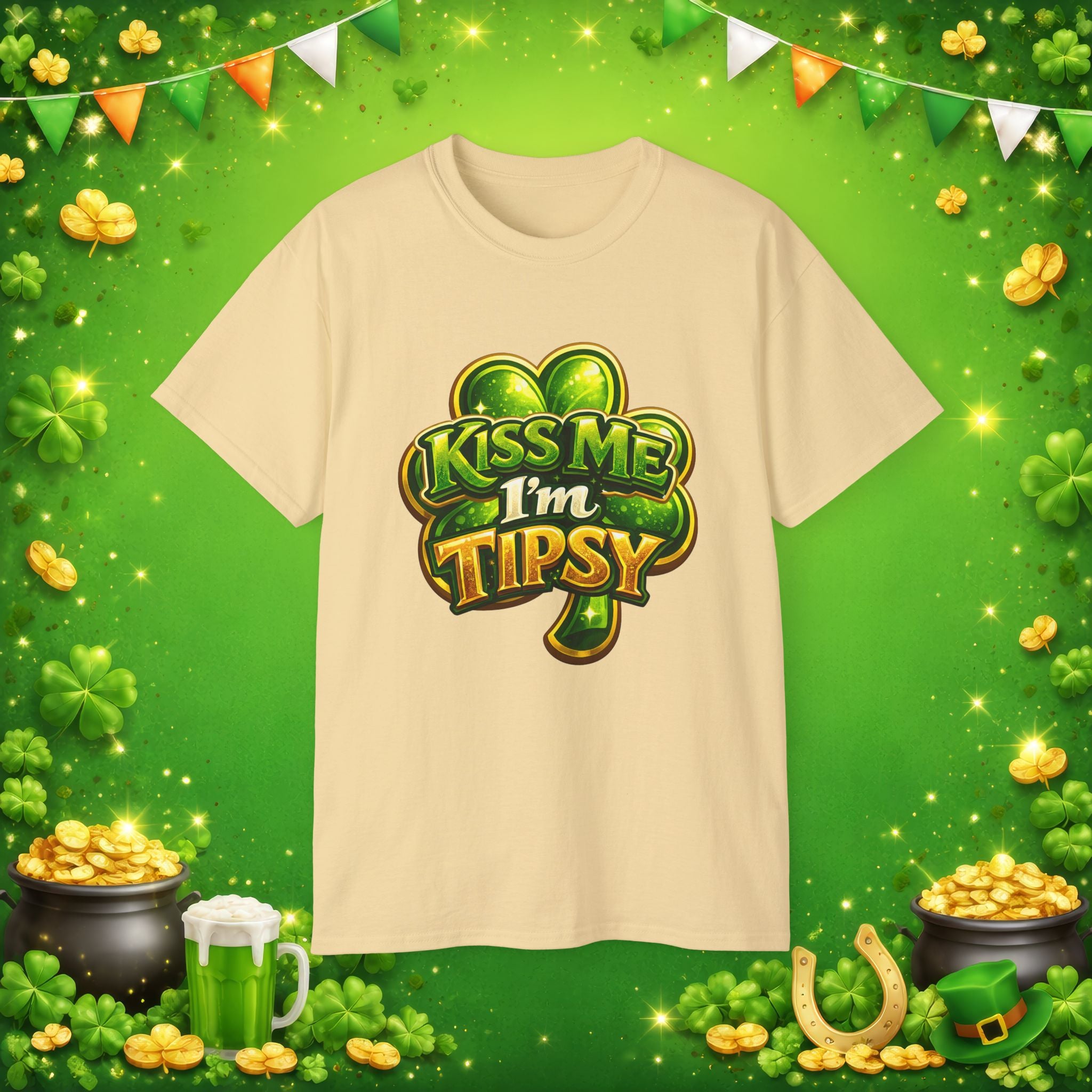 Kiss Me I’m Tipsy St. Patrick’s Day T-Shirt – Funny Irish Drinking Shirt