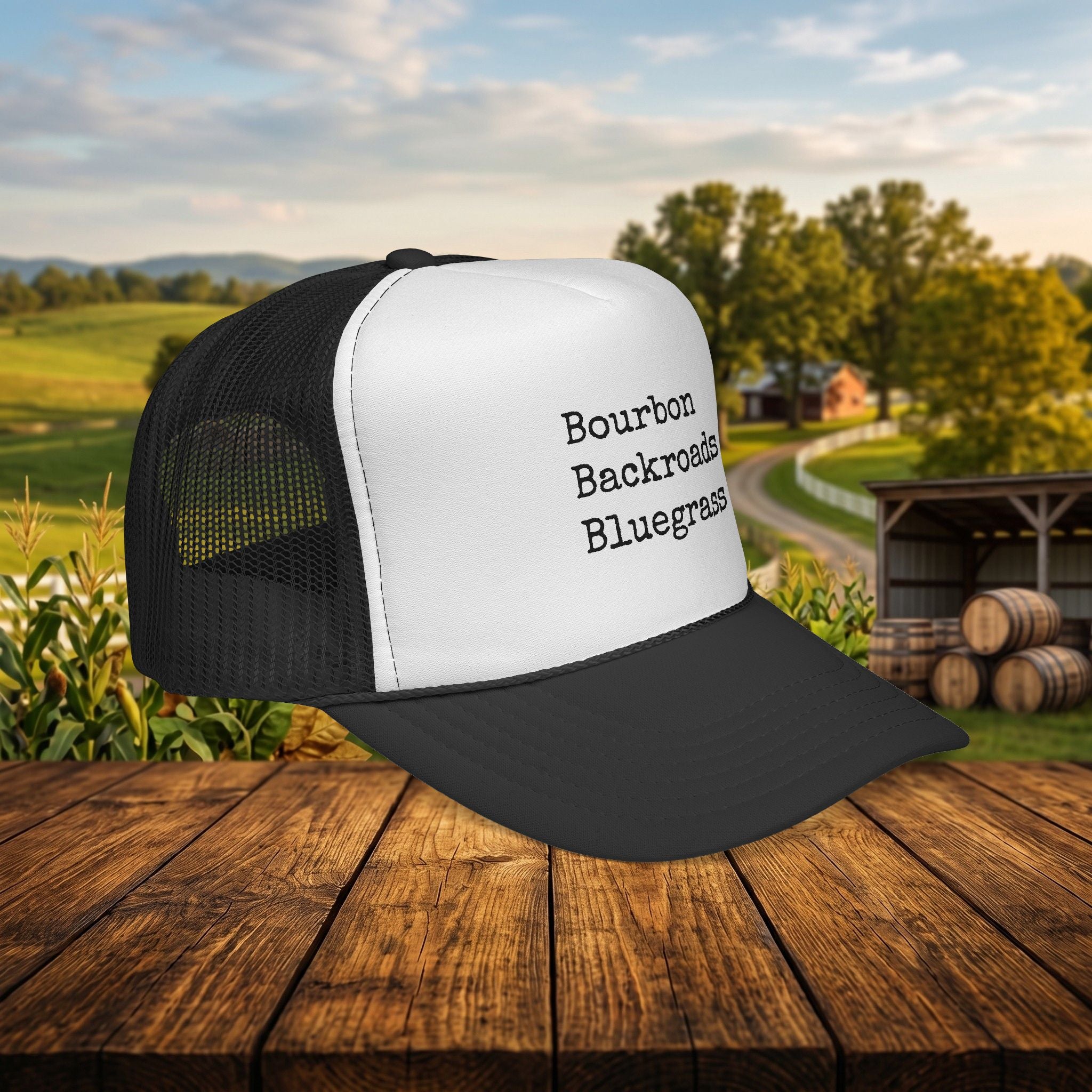 Bourbon Backroads Bluegrass Kentucky Trucker Hat | Southern Country Cap