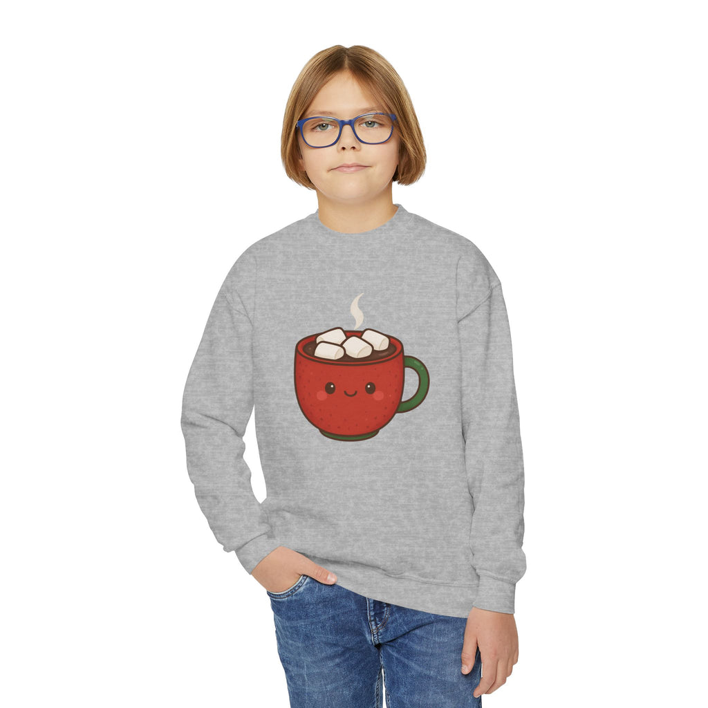 🎄 Cuddly Cocoa Youth Sweatshirt – Cozy Christmas Hot Chocolate Design