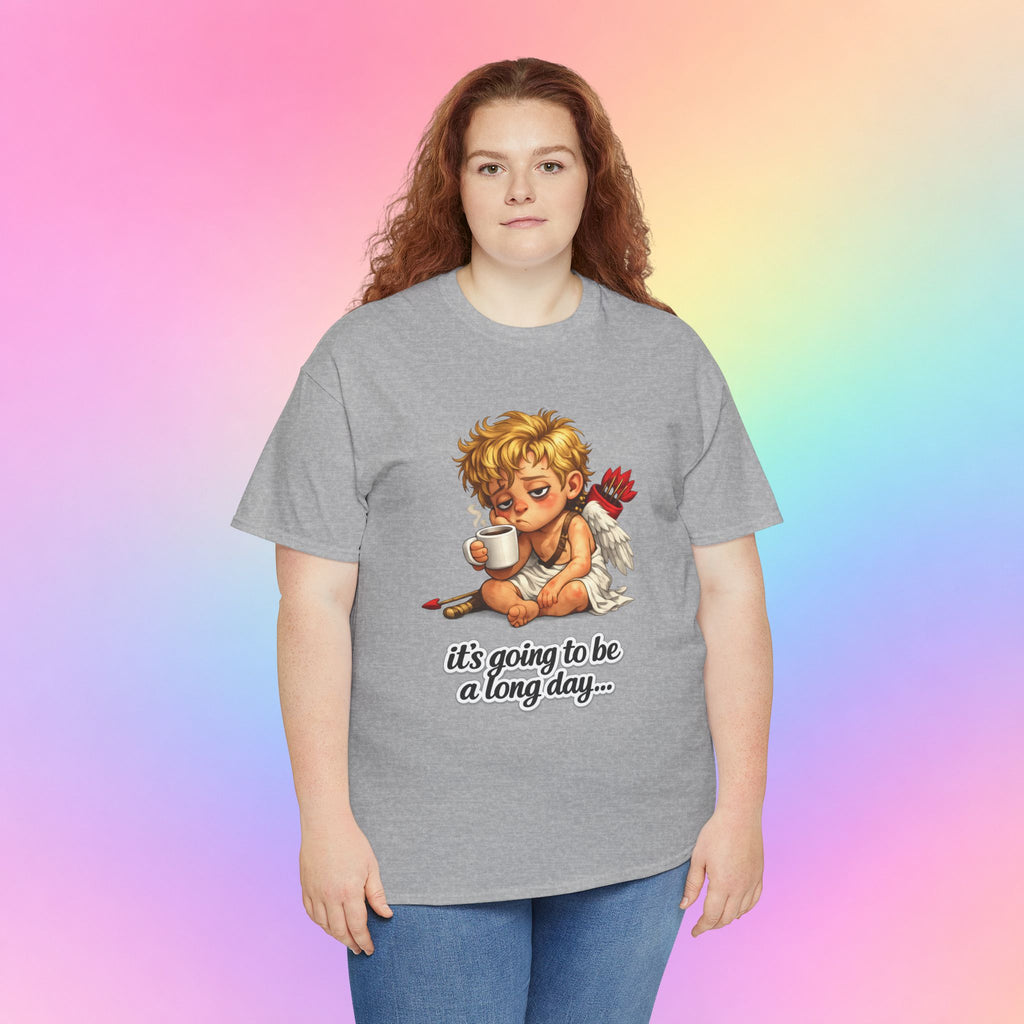 It’s Going to Be a Long Day Cupid Valentine’s Day T-Shirt – Funny Coffee Angel Tee