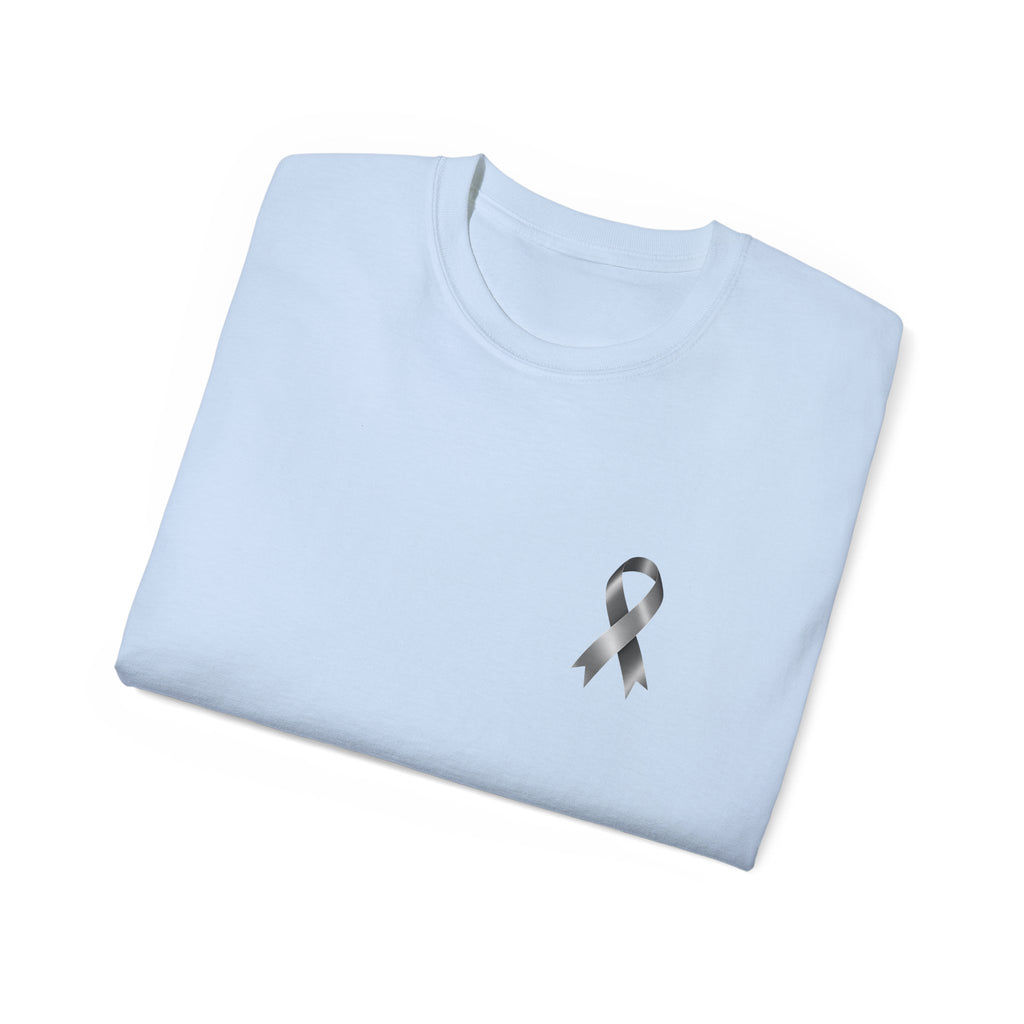 Brain Cancer Awareness Month T-Shirt | Gray Ribbon Floral Brain Design