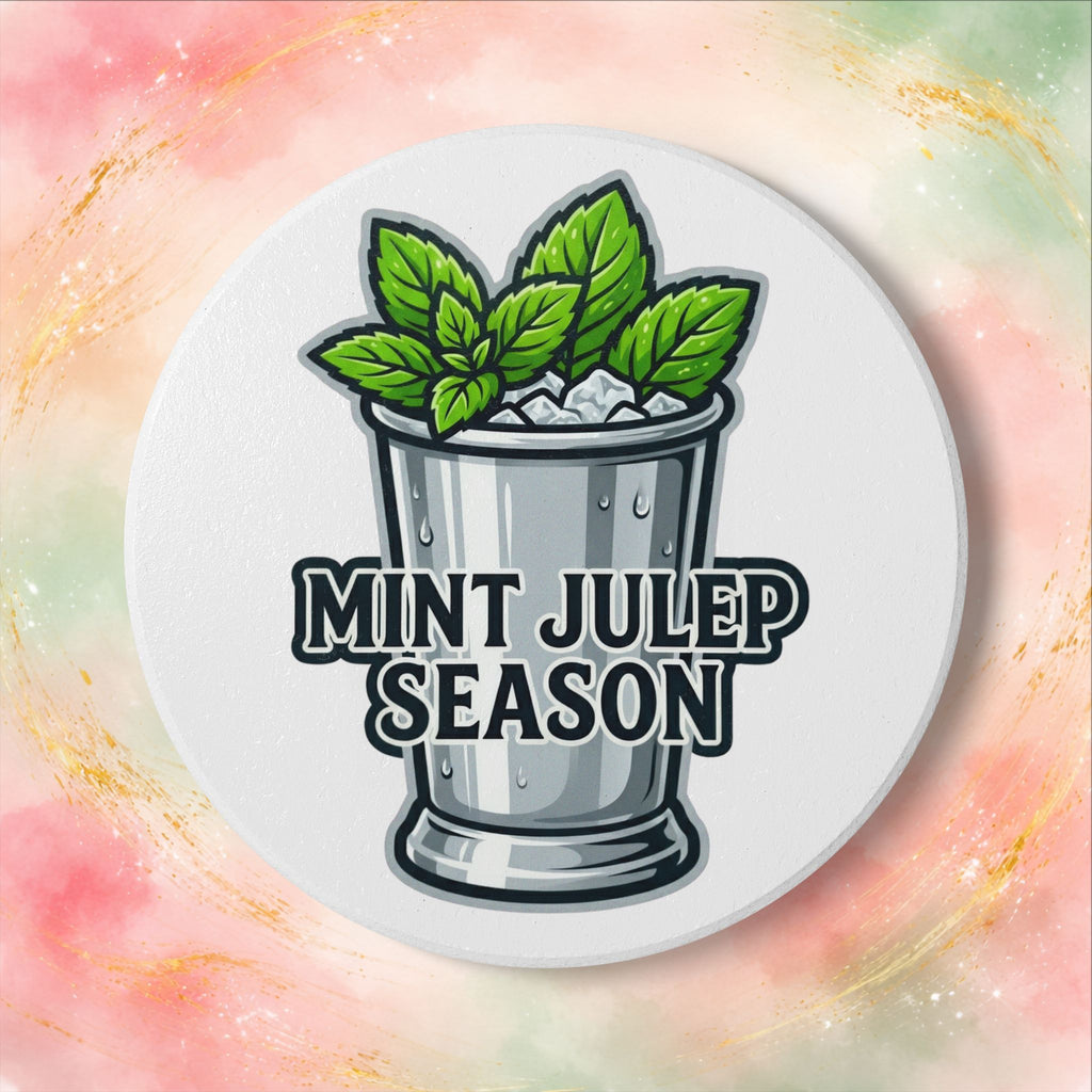 Mint Julep Season Coaster | Derby Drink Coaster | Kentucky Horse Racing Bar Decor
