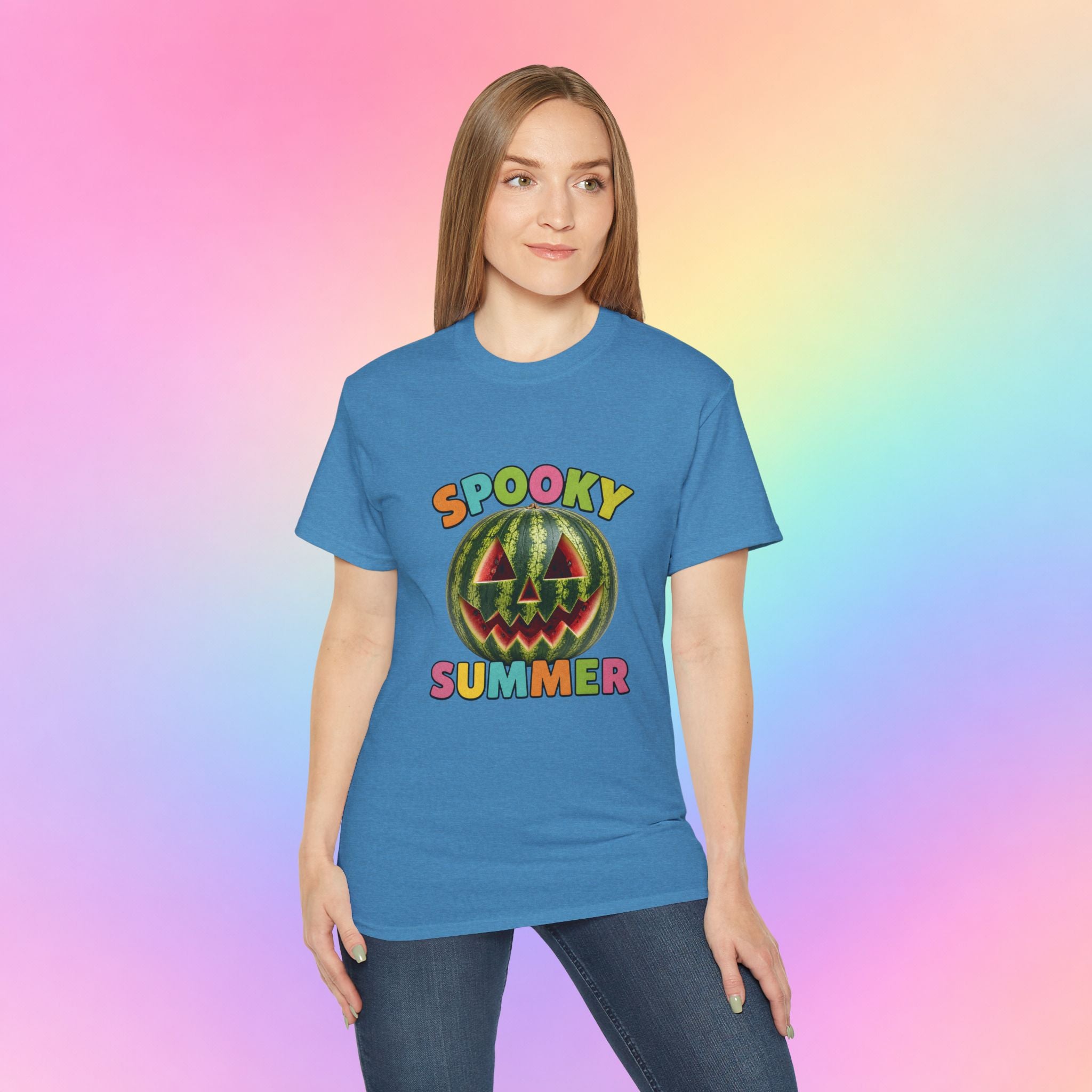 Spooky Summer Watermelon Jack-O’-Lantern T-Shirt | Summerween Halloween Shirt