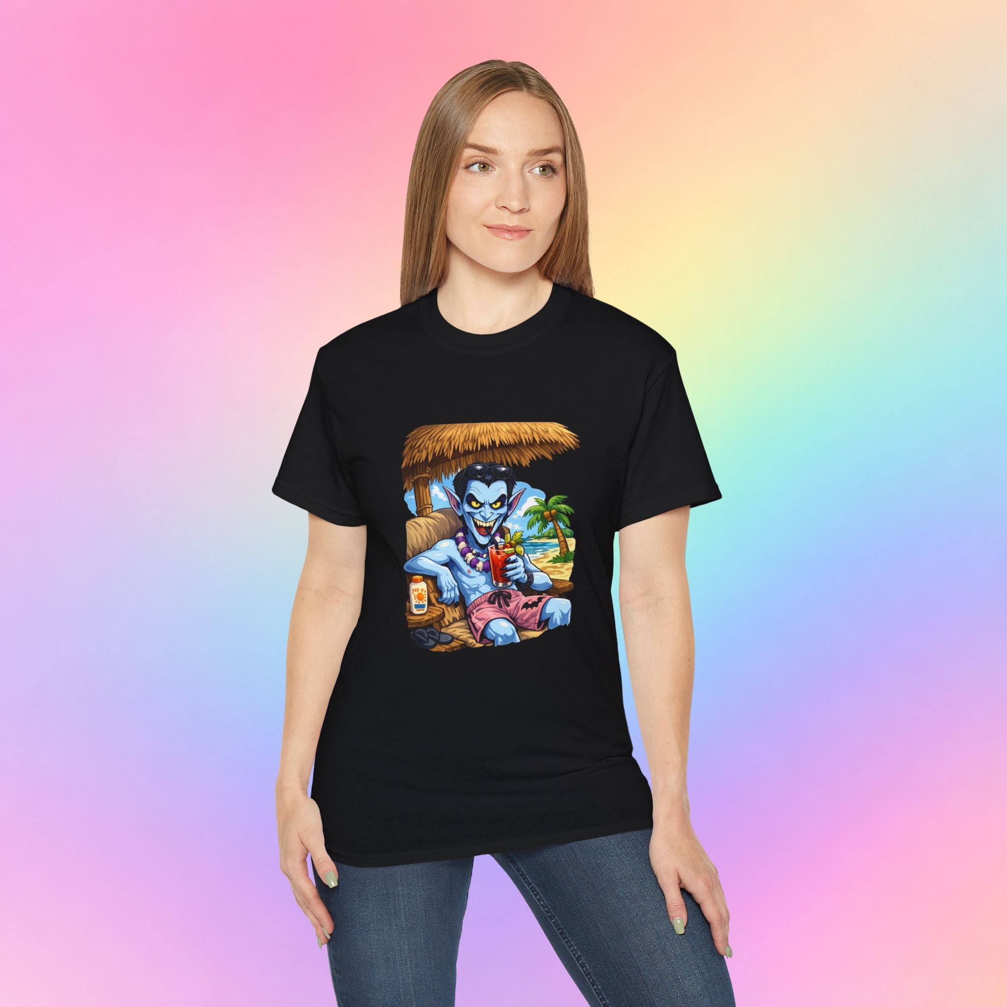 Summerween Vampire Beach Vacation T-Shirt | Spooky Summer Halloween Tee