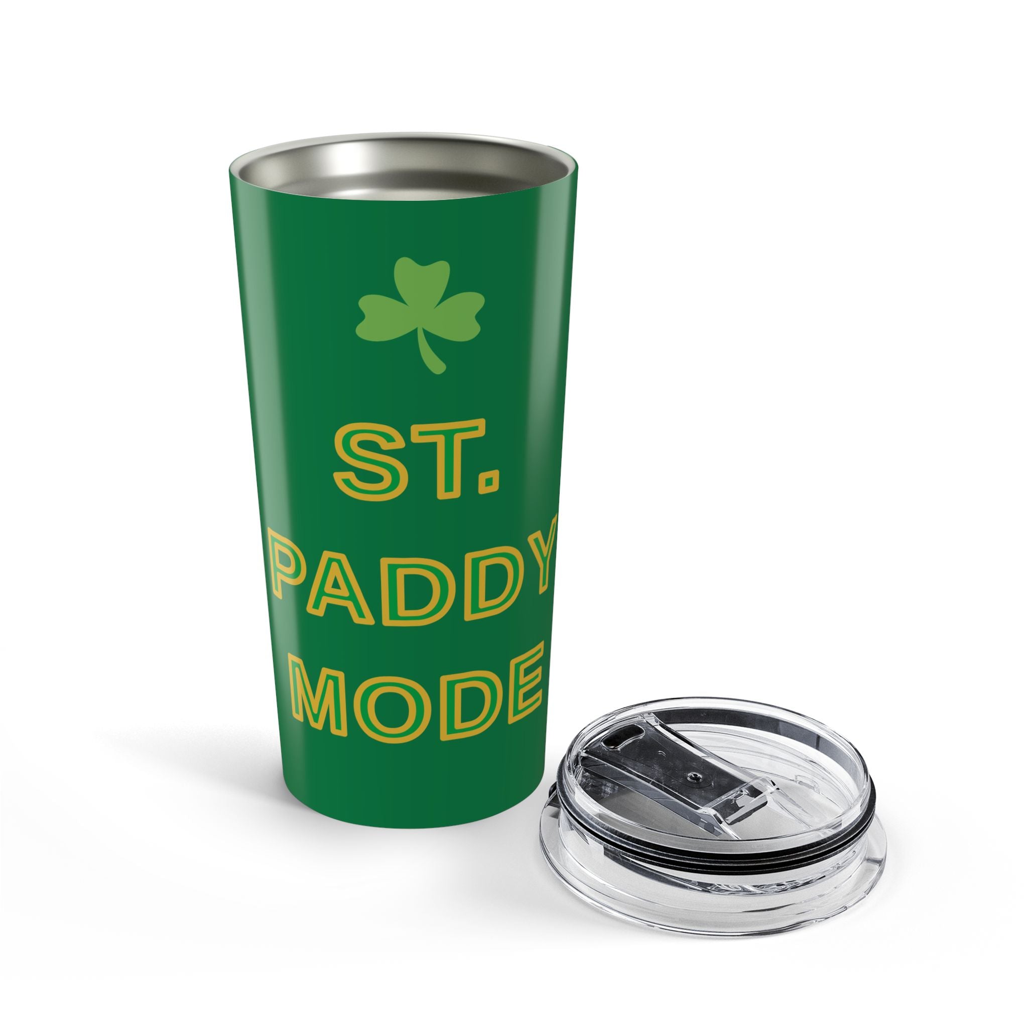 ST. PADDY MODE 20oz Tumbler – St. Patrick’s Day Stainless Steel Travel Cup with Emerald & Gold Design