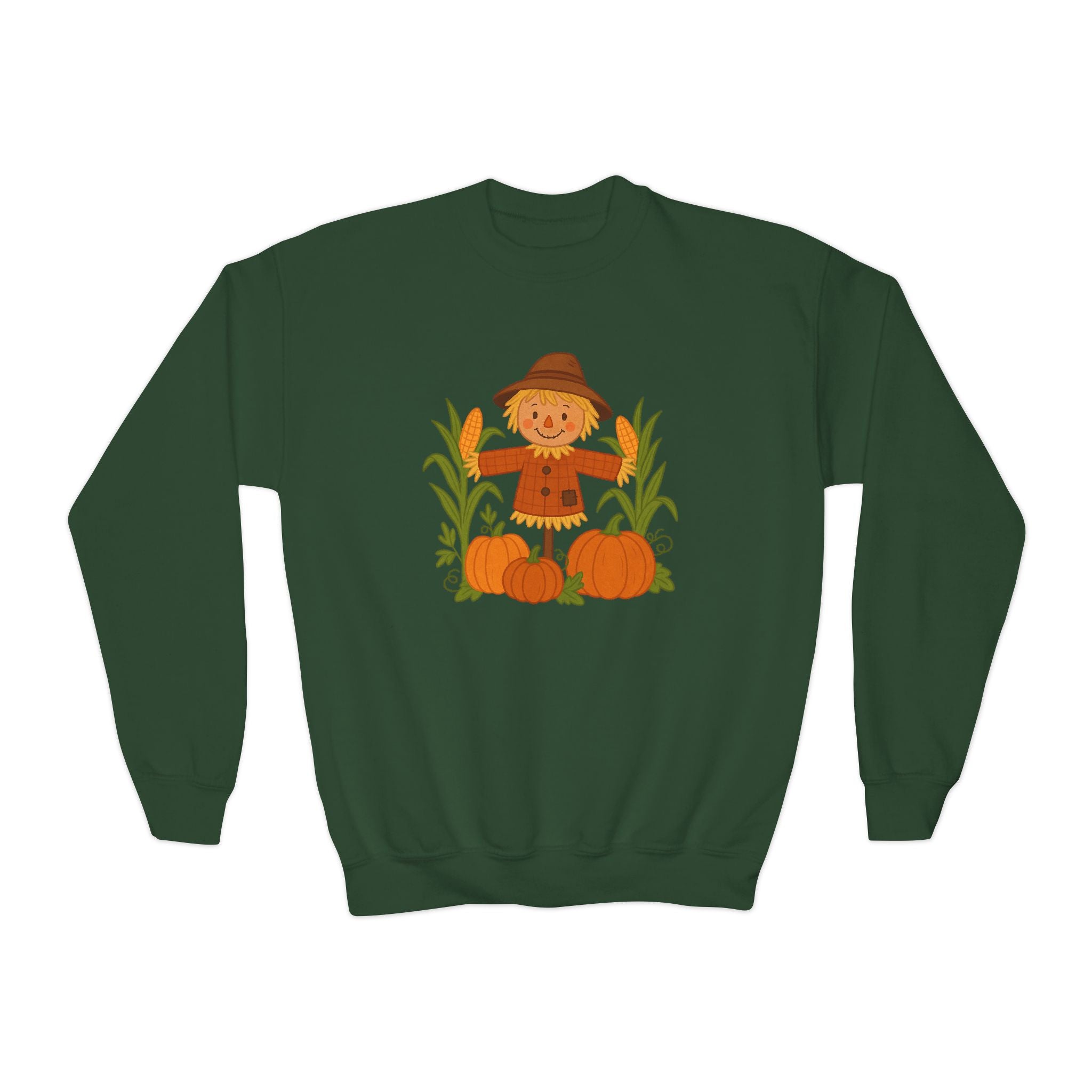 Autumn Scarecrow Youth Crewneck Sweatshirt - Perfect for Fall, Thanksgiving, Cozy Wear, Kids Sweatshirt, Seasonal Apparel
