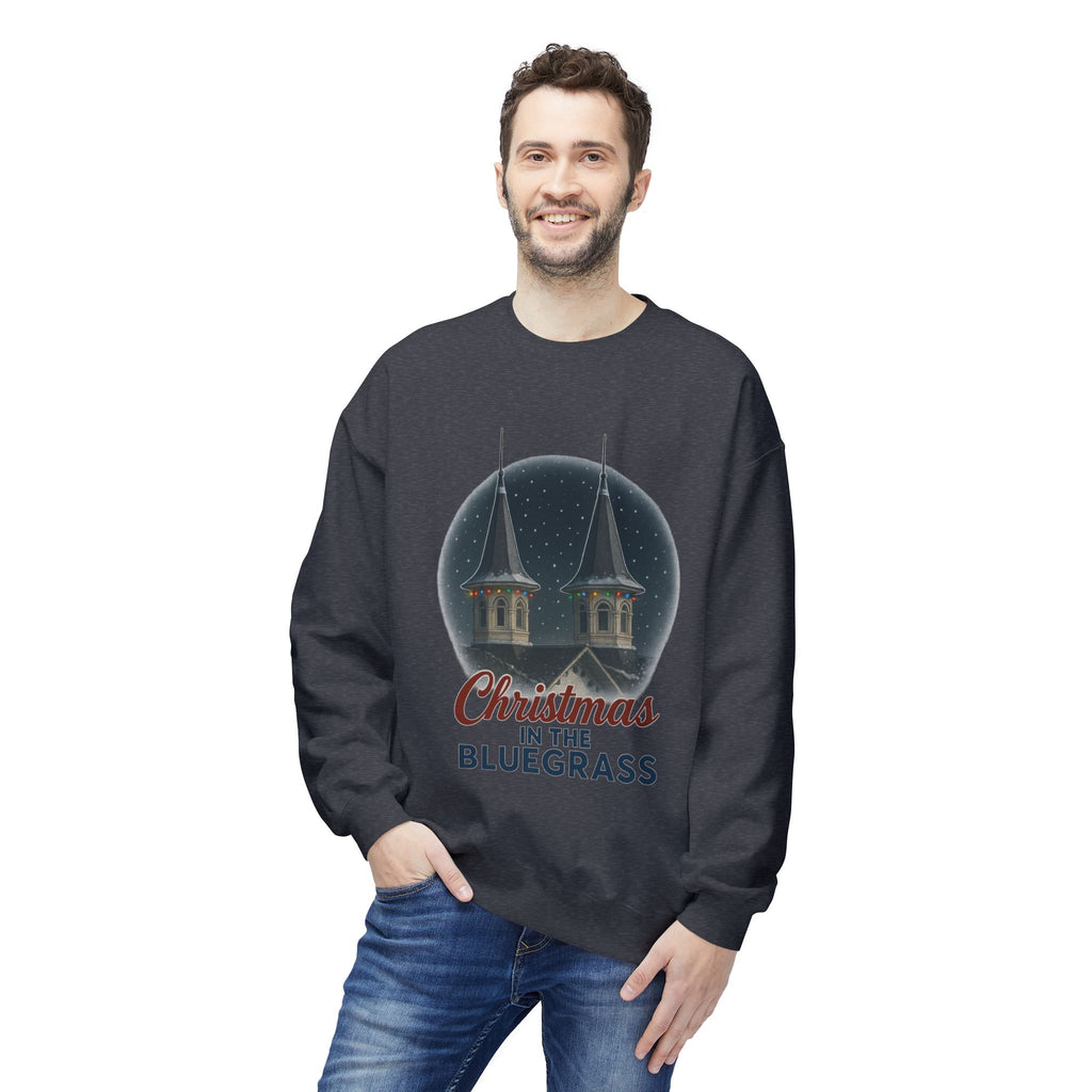 🎄 Christmas in the Bluegrass Sweatshirt – Churchill Downs Twin Spires Holiday Design