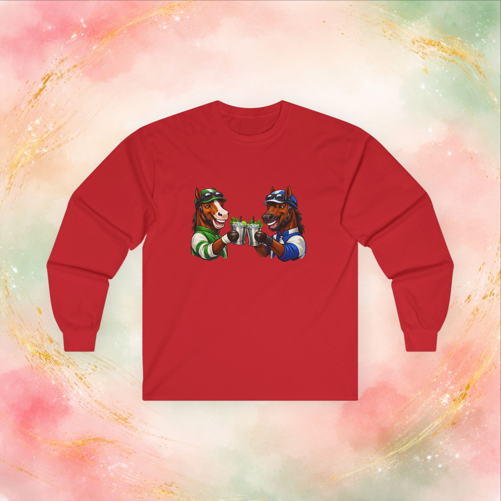 Race Day Cheers: Funny Jockey Horses & Mint Juleps Long Sleeve T-Shirt