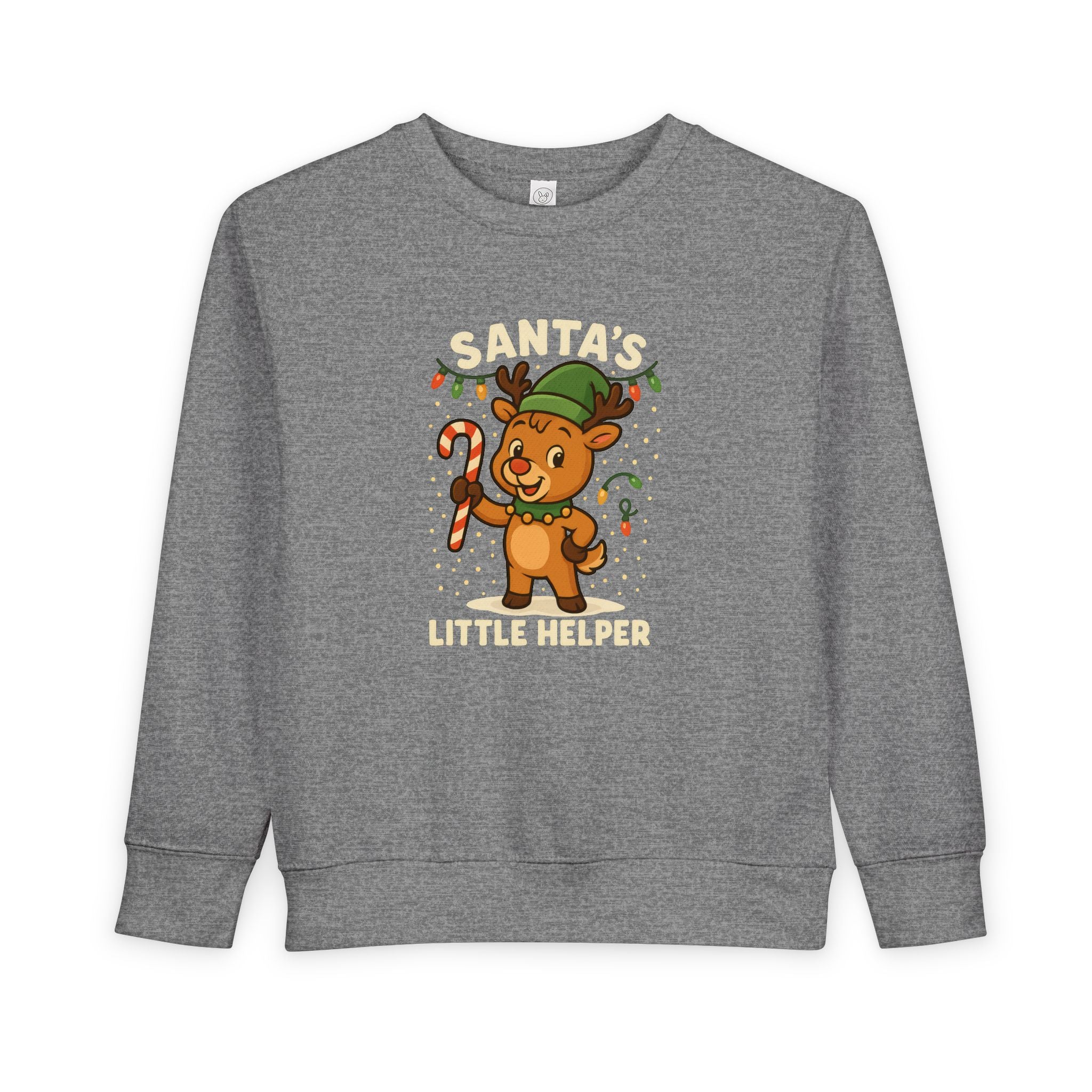 Santa’s Little Helper Toddler Christmas Sweatshirt – Cute Reindeer Holiday Pullover