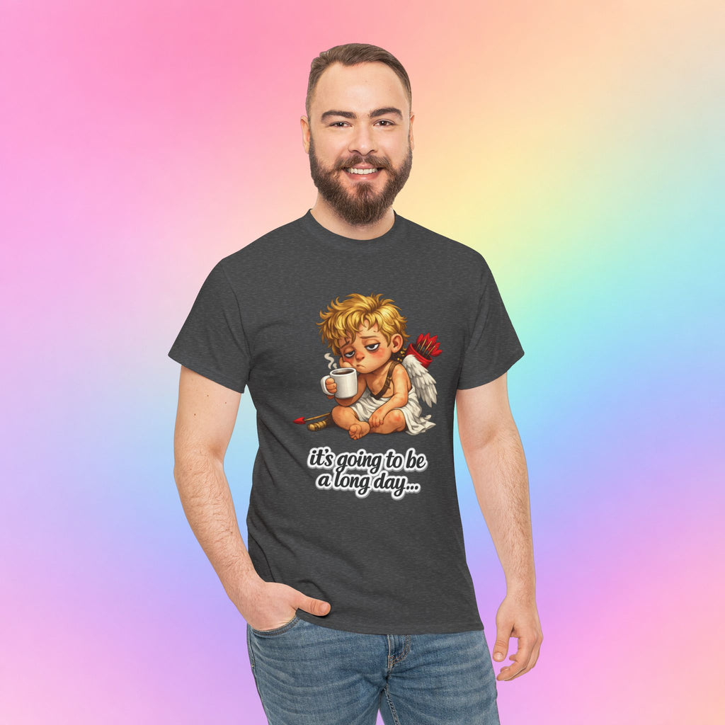 It’s Going to Be a Long Day Cupid Valentine’s Day T-Shirt – Funny Coffee Angel Tee