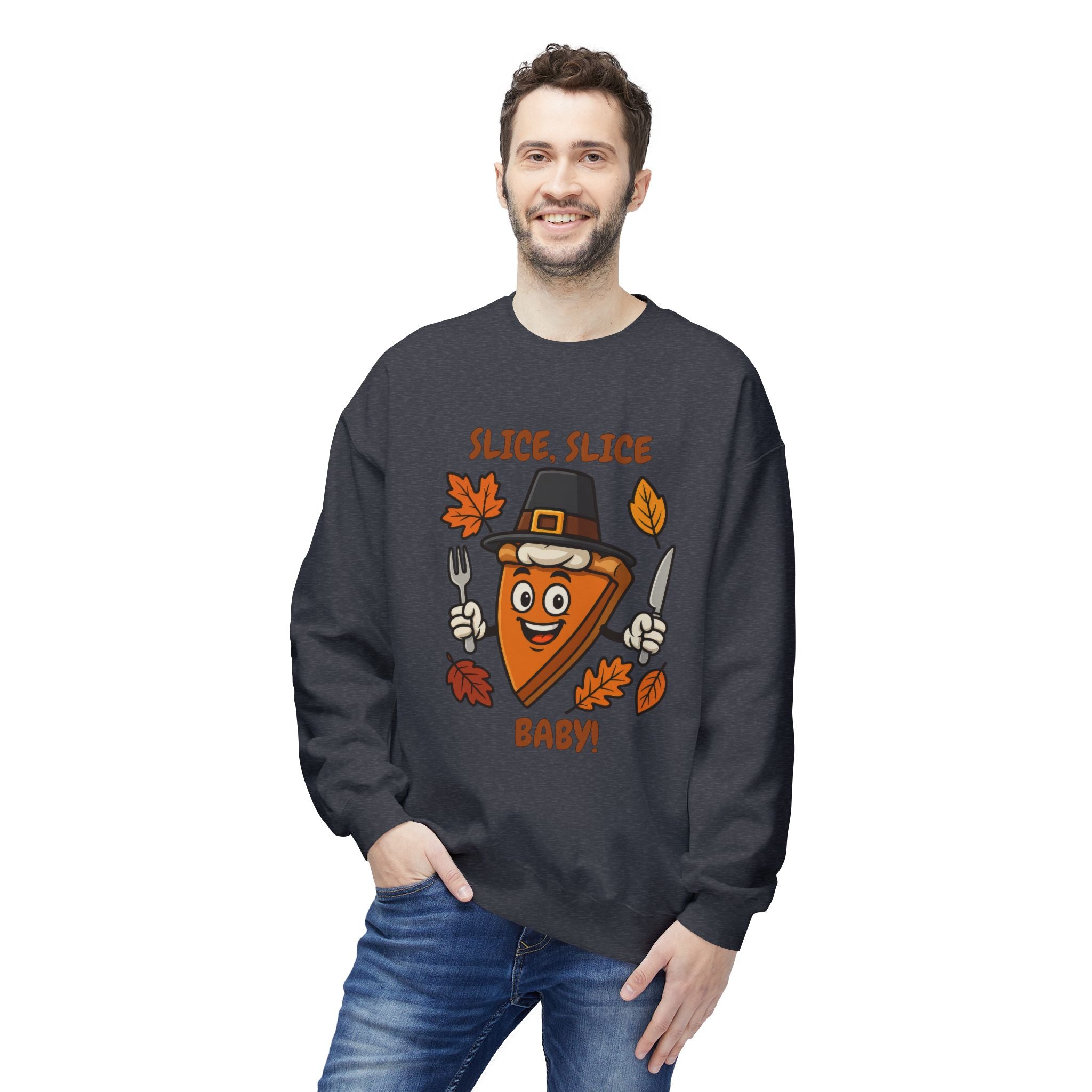 Pumpkin Pie Pilgrim Slice Cartoon | Fun Thanksgiving Sweatshirt