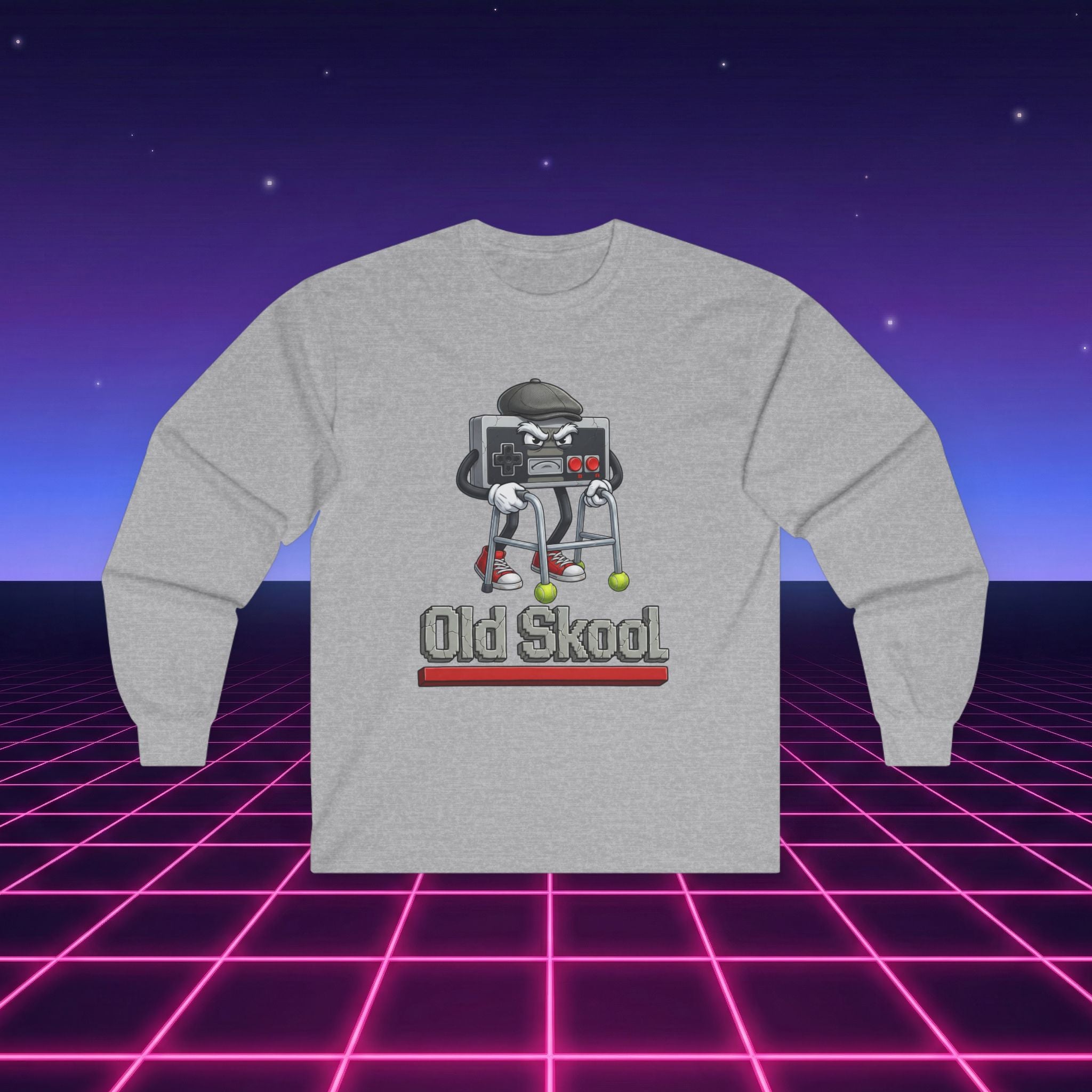 Old Skool Retro Gaming Long Sleeve Shirt – Vintage Controller Gamer Graphic Tee