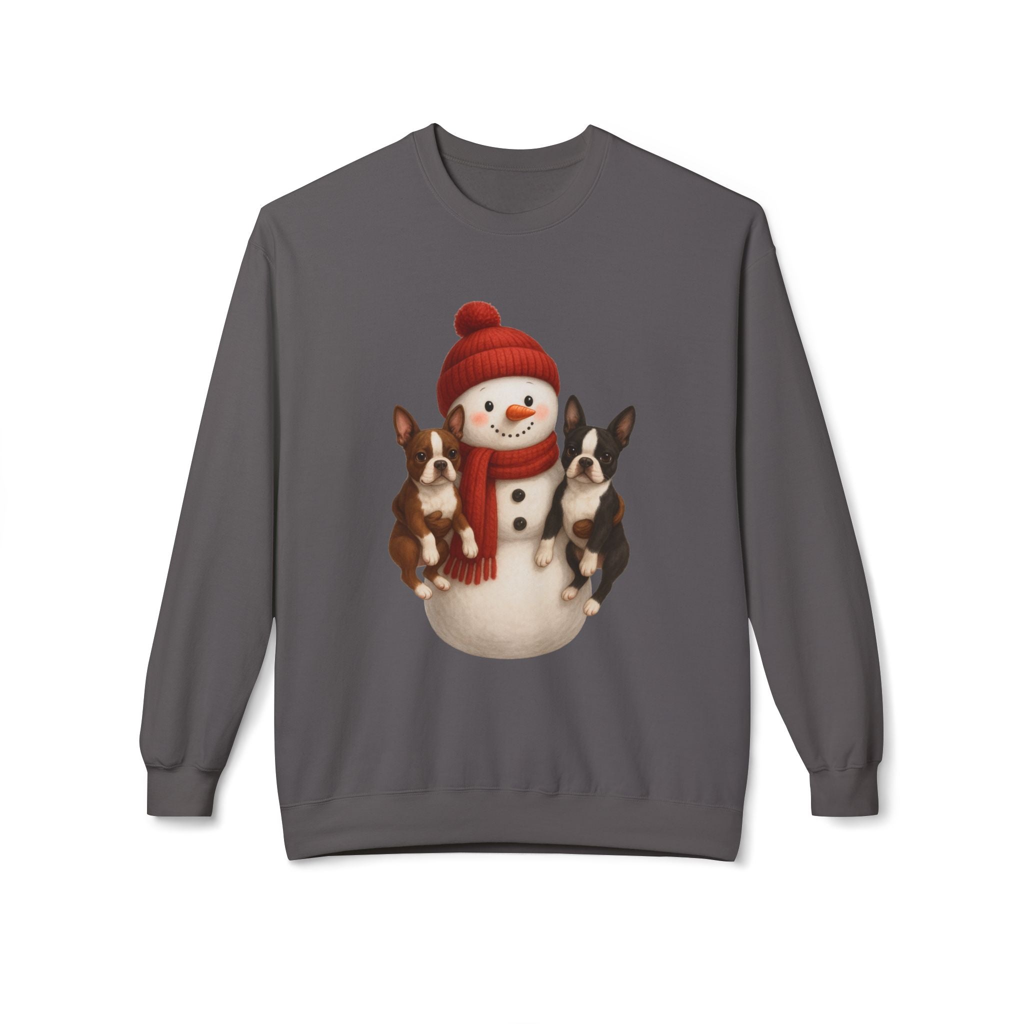 Winter Boston Terrier Snowman Sweatshirt – Cozy Holiday Dog Lover Pullover