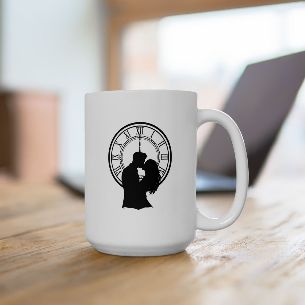 Midnight Kiss New Year’s Eve Coffee Mug – Romantic Clock Silhouette | 11oz & 15oz