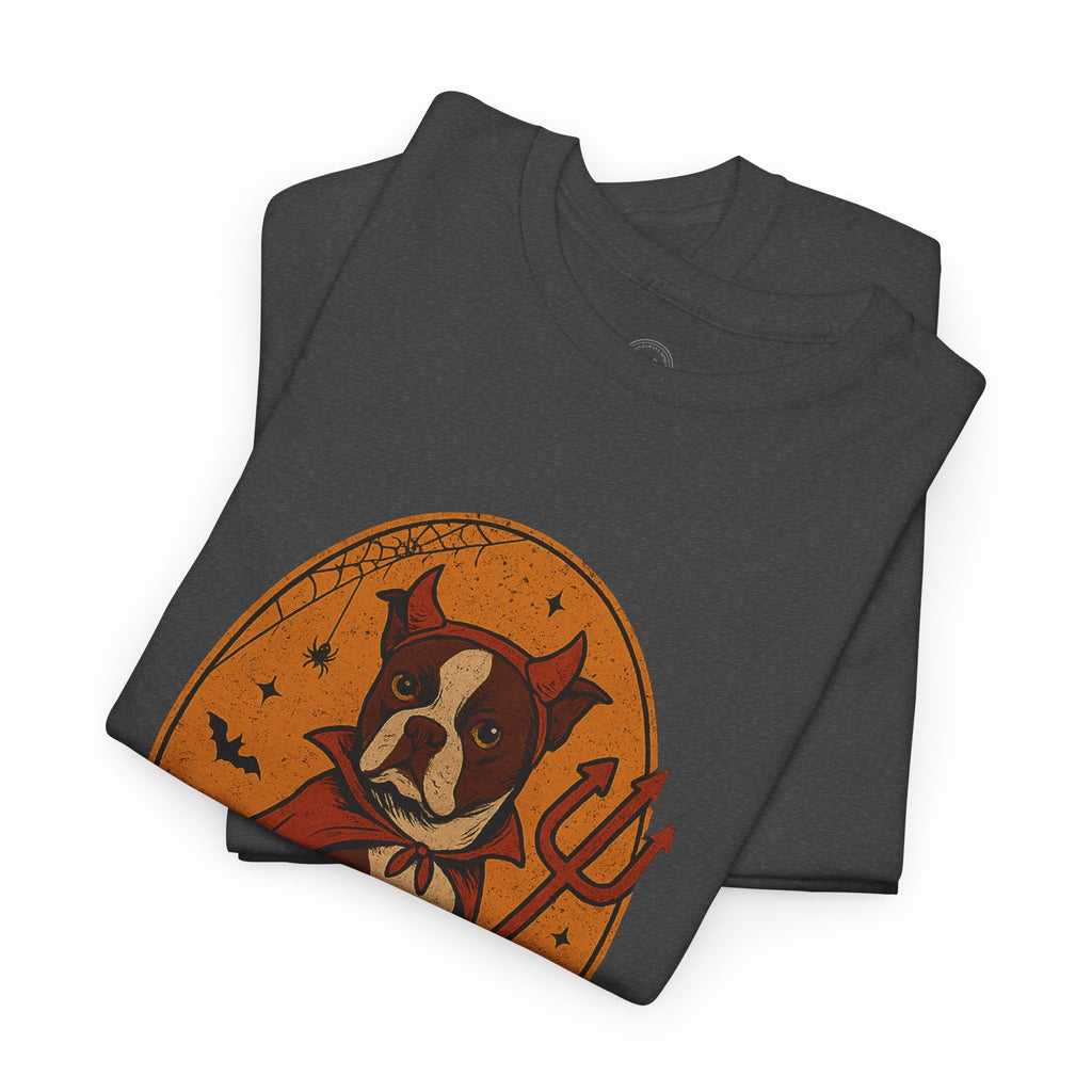 Little Devil Boston Terrier Halloween T-Shirt (Larger Sizes)