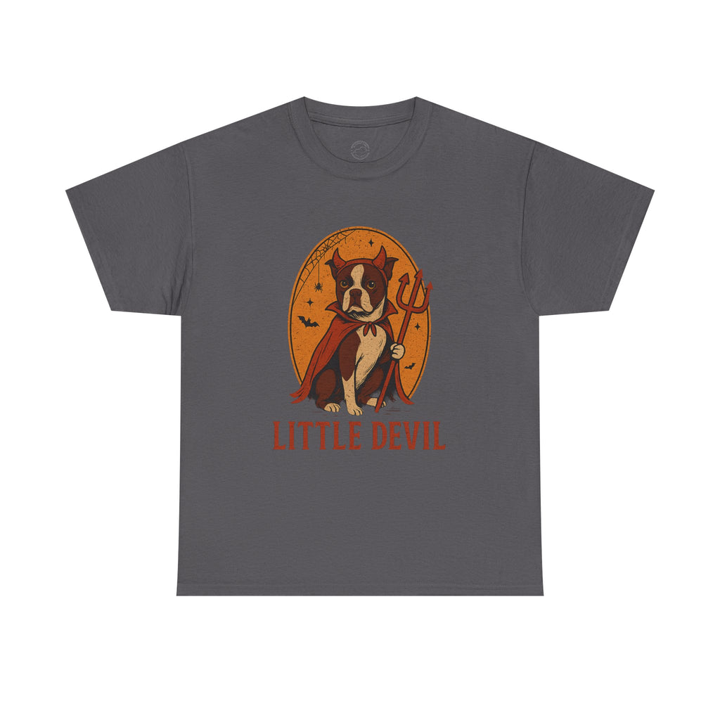 Little Devil Boston Terrier Halloween T-Shirt (Larger Sizes)