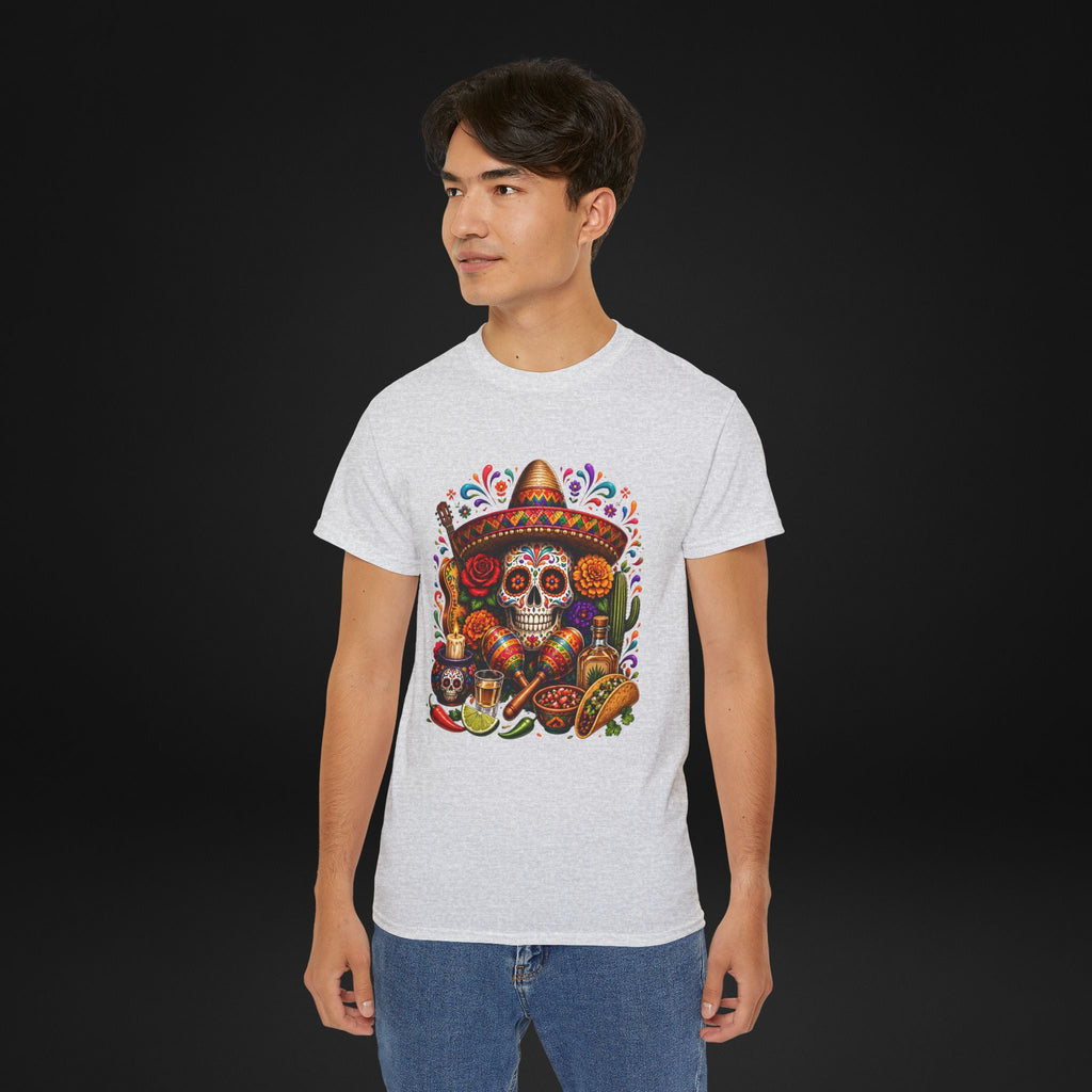 Cinco de Mayo Sugar Skull T-Shirt – Fiesta Sombrero Taco & Tequila Graphic Tee