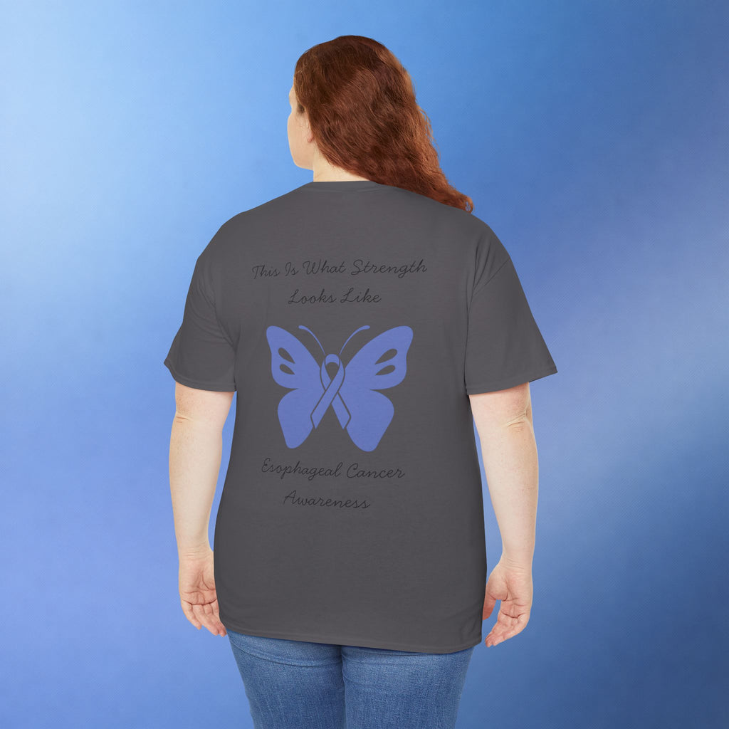 Esophageal Cancer Awareness T-Shirt | This Is What Strength Looks Like Butterfly Ribbon Tee
