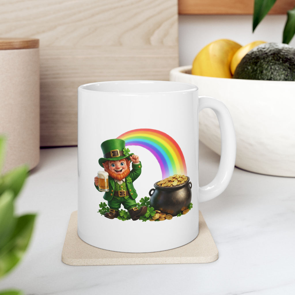 Lucky Leprechaun Rainbow Gold St. Patrick’s Day Coffee Mug | Irish Beer & Shamrock Cup