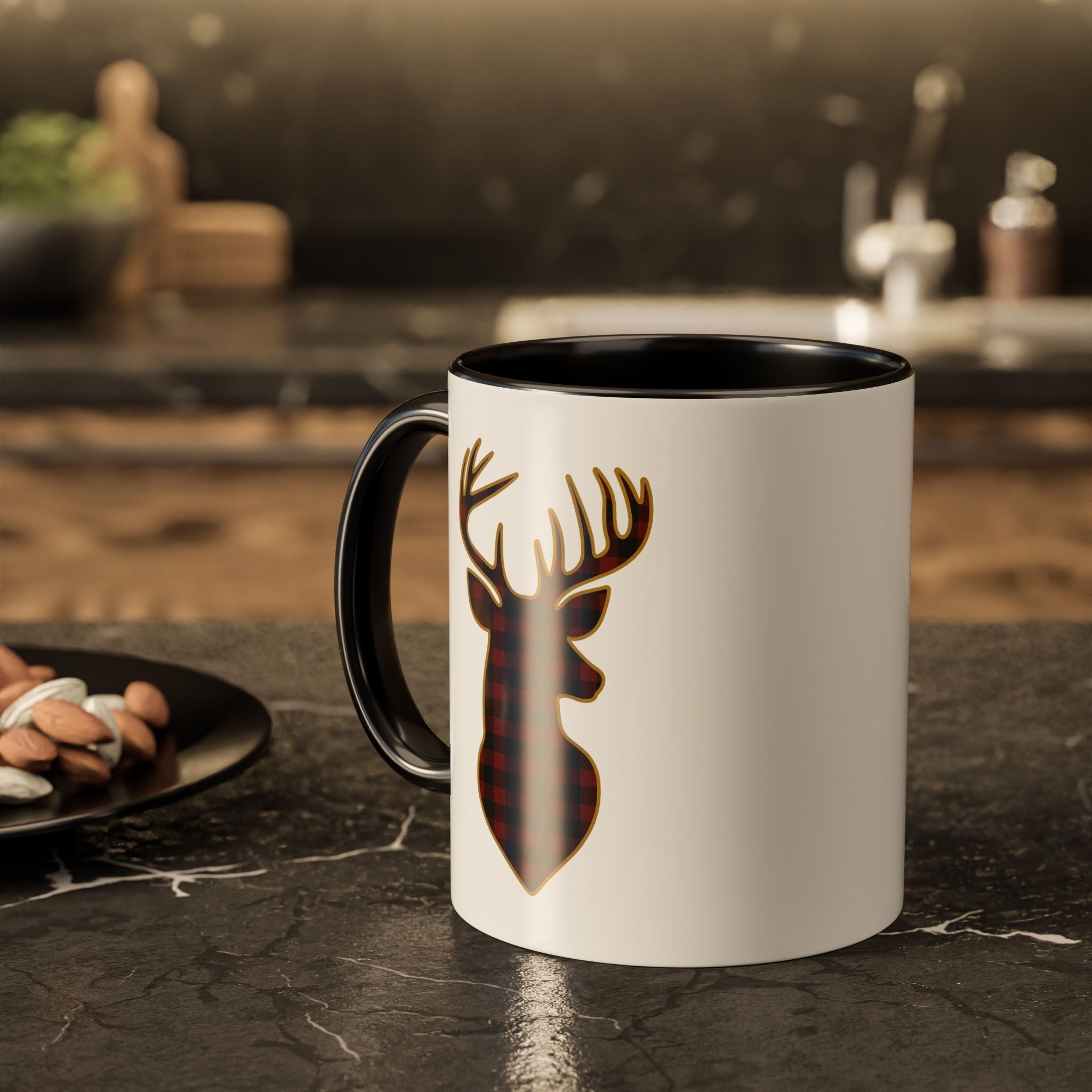 Buffalo Plaid Deer Silhouette Christmas/Winter Mug