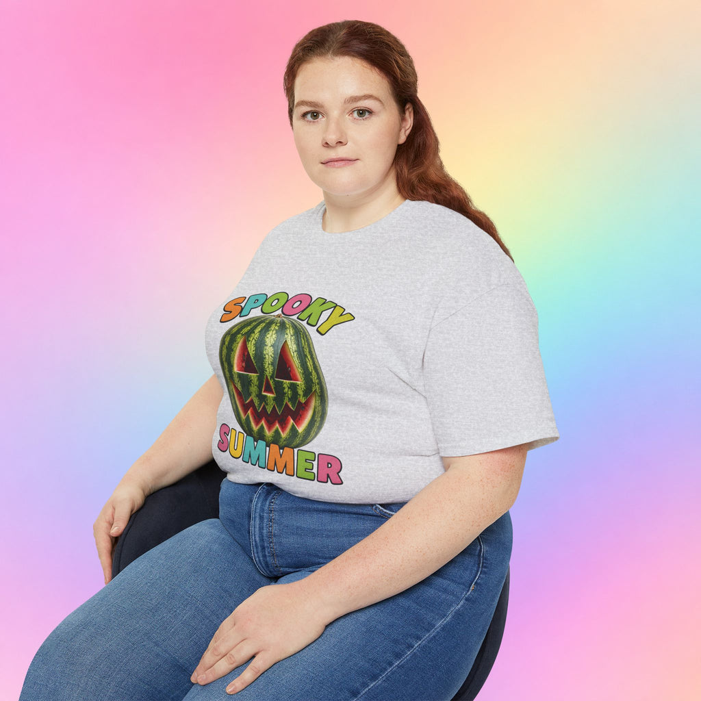 Spooky Summer Watermelon Jack-O’-Lantern T-Shirt | Summerween Halloween Shirt