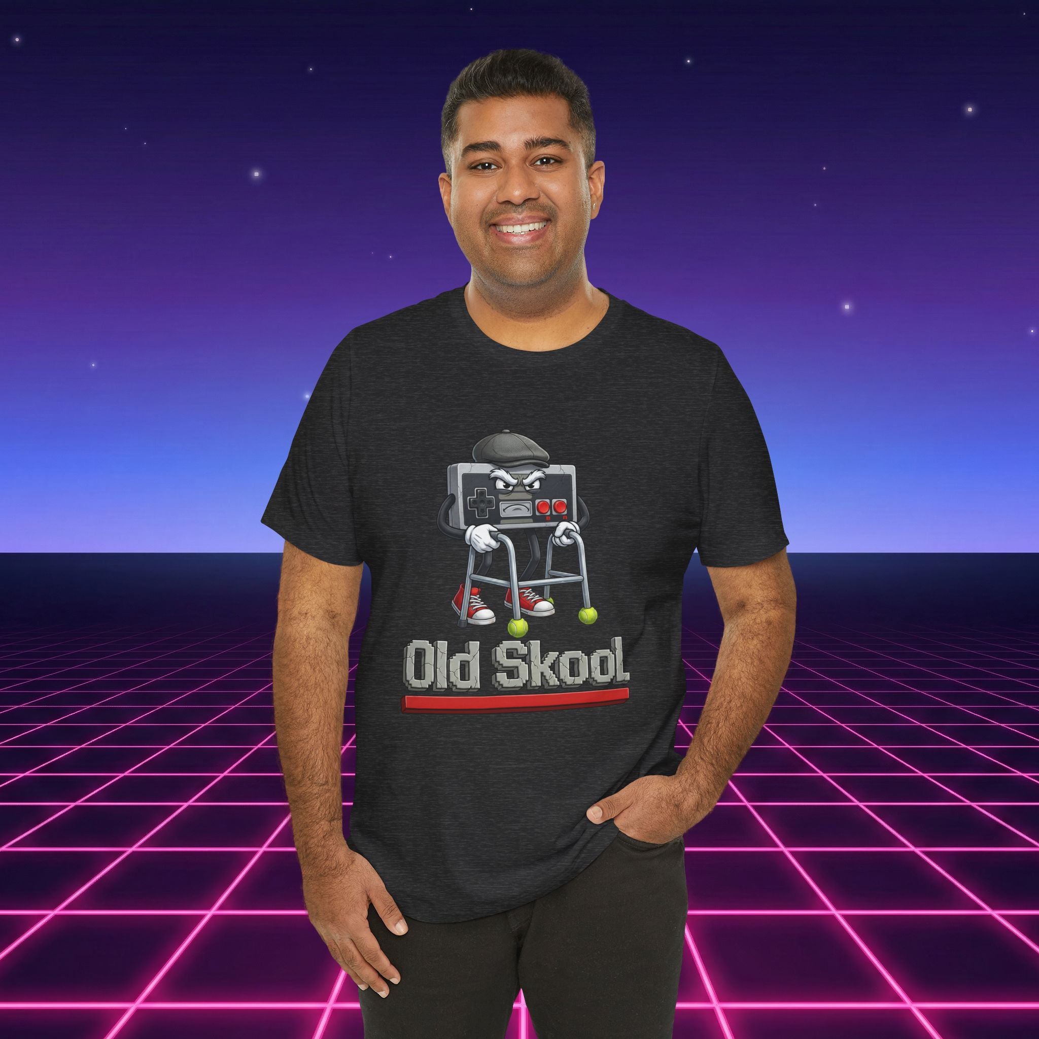 Old Skool Retro Gaming T-Shirt – Vintage Controller Grandpa Gamer Graphic Tee